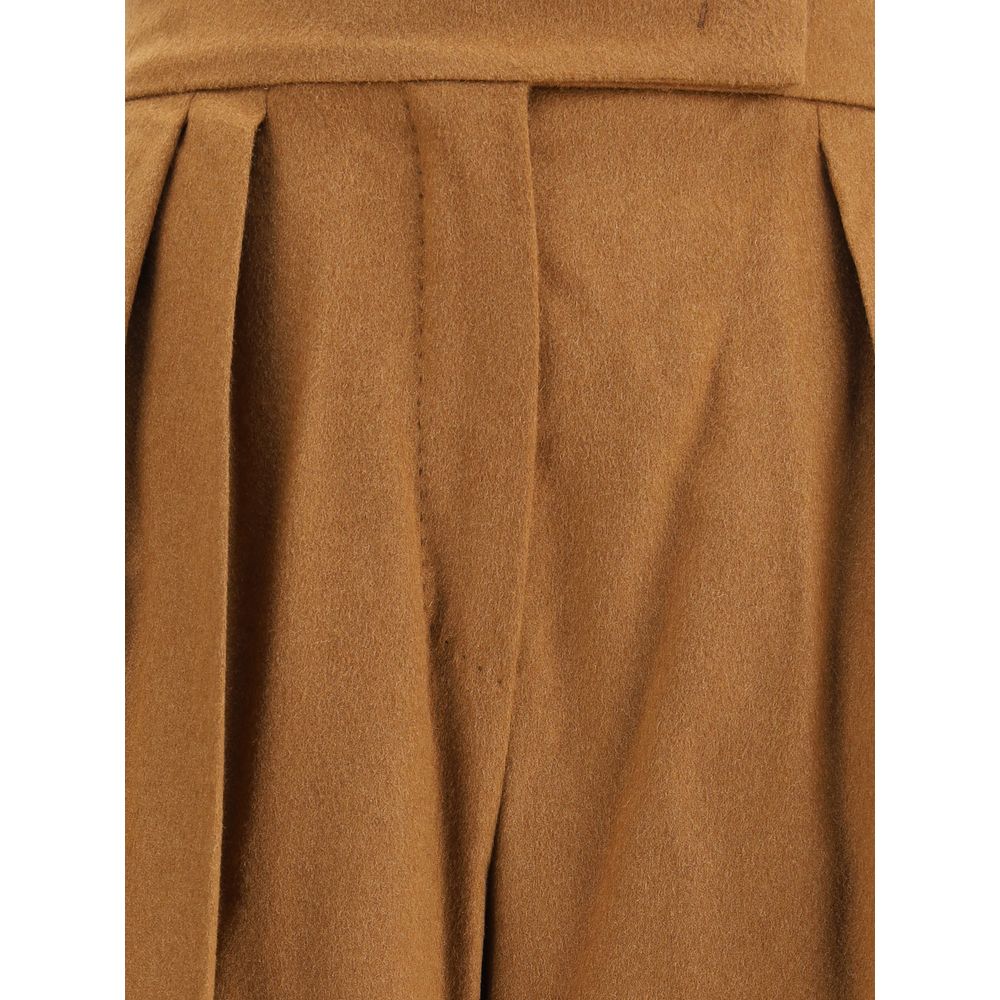 Max Mara Beige Camel Hair Casual Pants