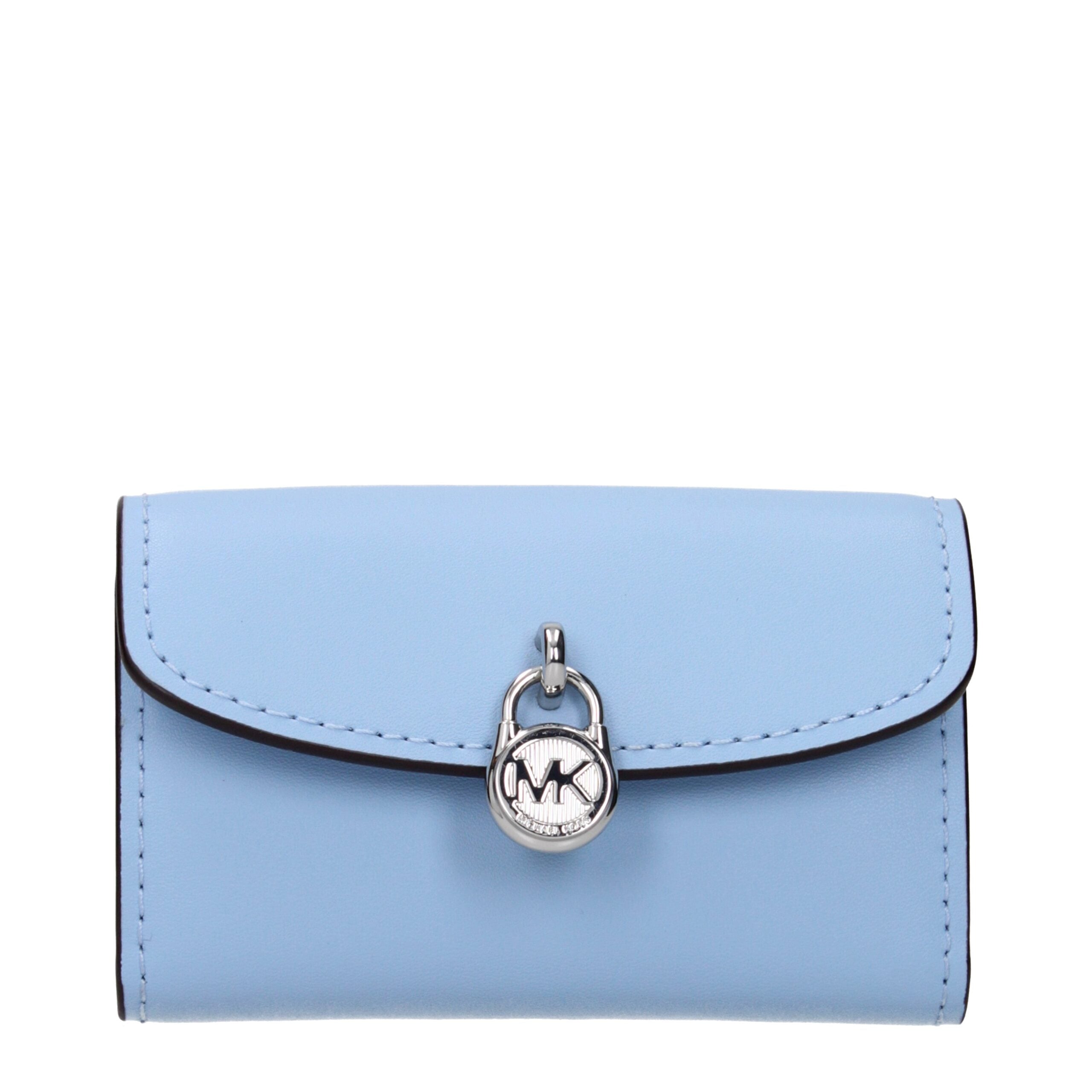 Elevate your elegance with the Michael Kors Light Blue Leather Wallet, a timeless accessory crafted from exquisite leather, embodying sophistication and modern luxury.