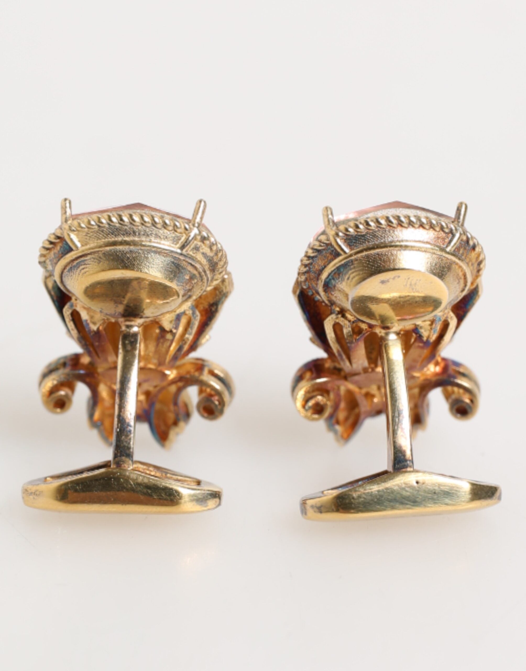Dolce & Gabbana Gold Tone 925 Sterling Silver Crystal Accessory Cufflinks