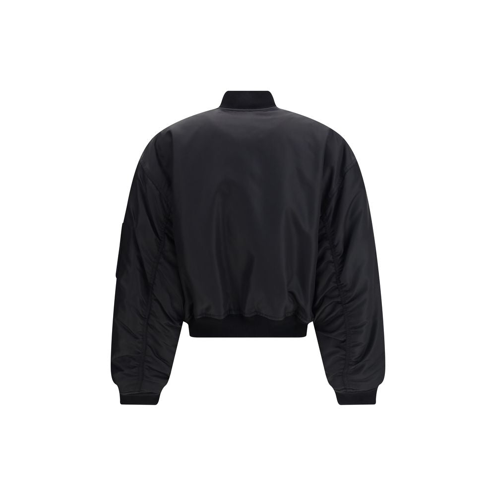 Balenciaga luxury black bomber jacket back angle