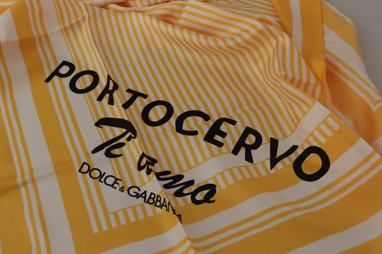 Dolce & Gabbana Yellow White Silk Striped Square Wrap Scarf