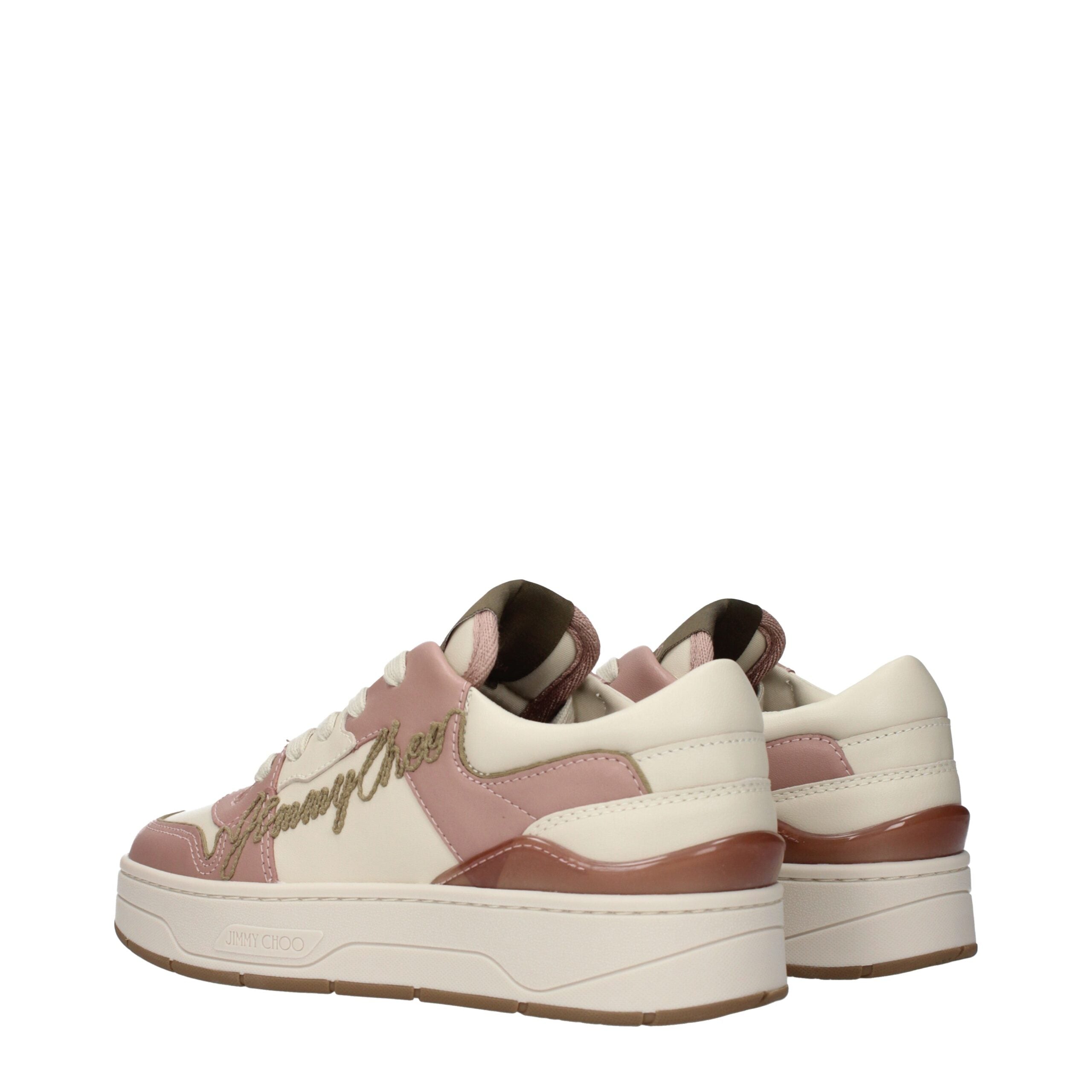 Indulge in the exquisite craftsmanship of Jimmy Choo Pink Leather Low Top Sneakers, where luxurious pink leather meets timeless elegance for the discerning fashionista.