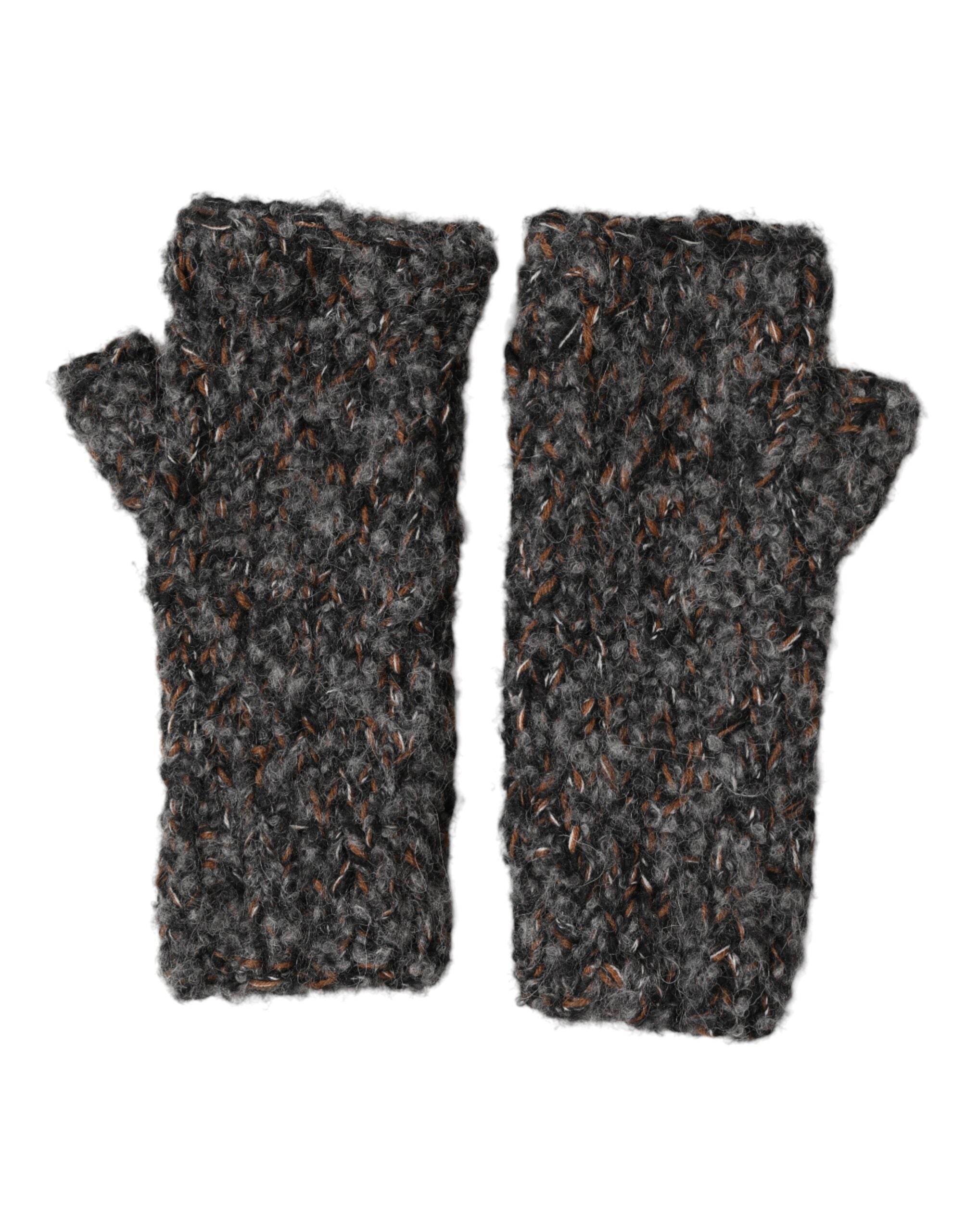 Dolce & Gabbana Gray Virgin Wool Fingerless Gloves - Timeless Luxury