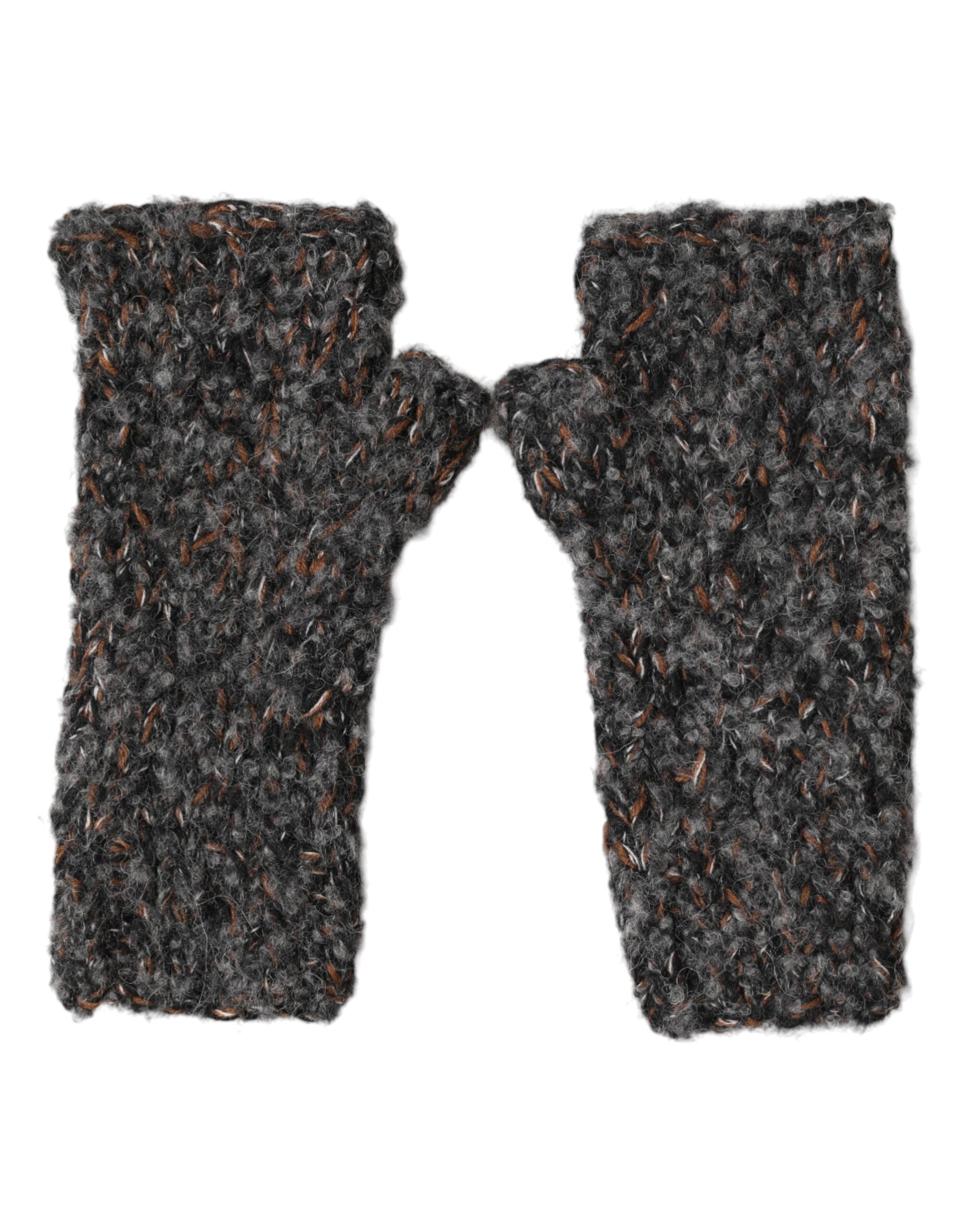 Dolce & Gabbana Gray Virgin Wool Fingerless Gloves - Luxury Accessory