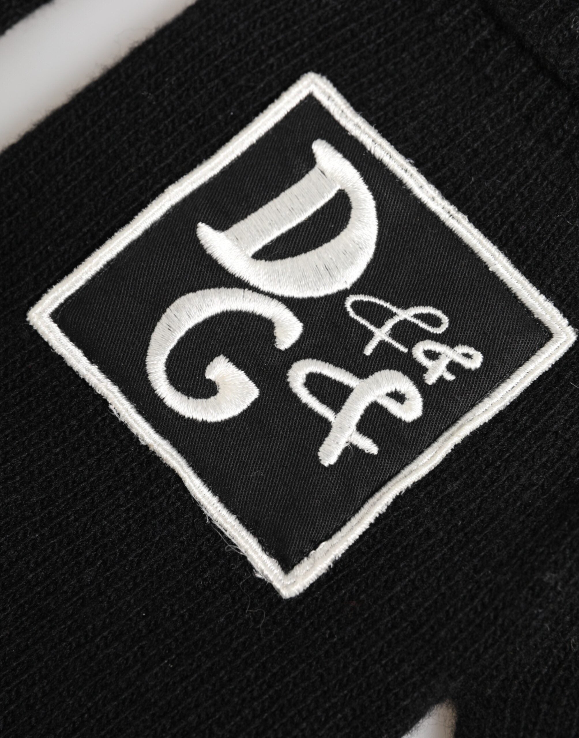 Dolce & Gabbana Black Virgin Wool Knit Hands Mitten Men Gloves