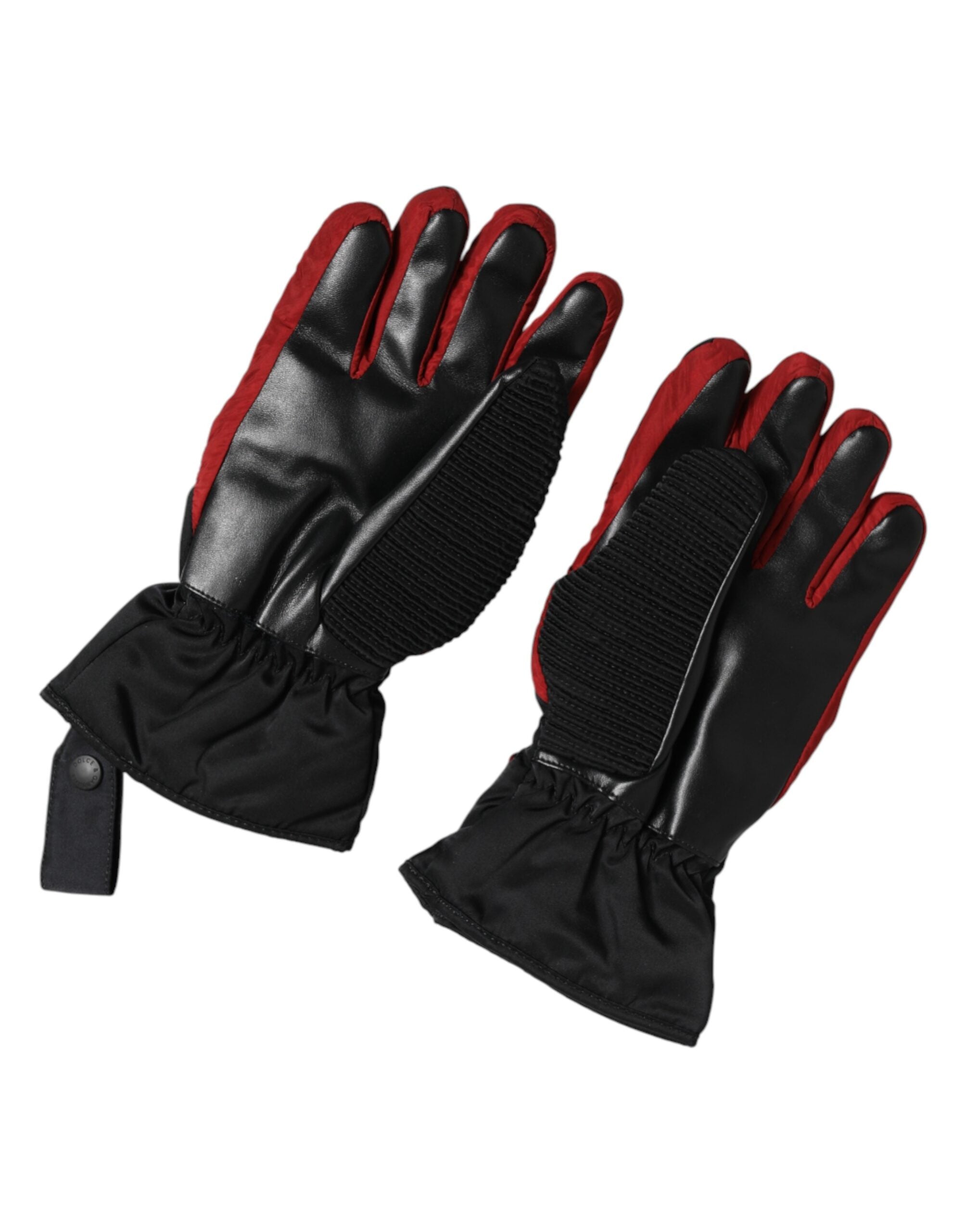 Dolce & Gabbana Black Red Nylon Mitten Gloves - Luxury Statement