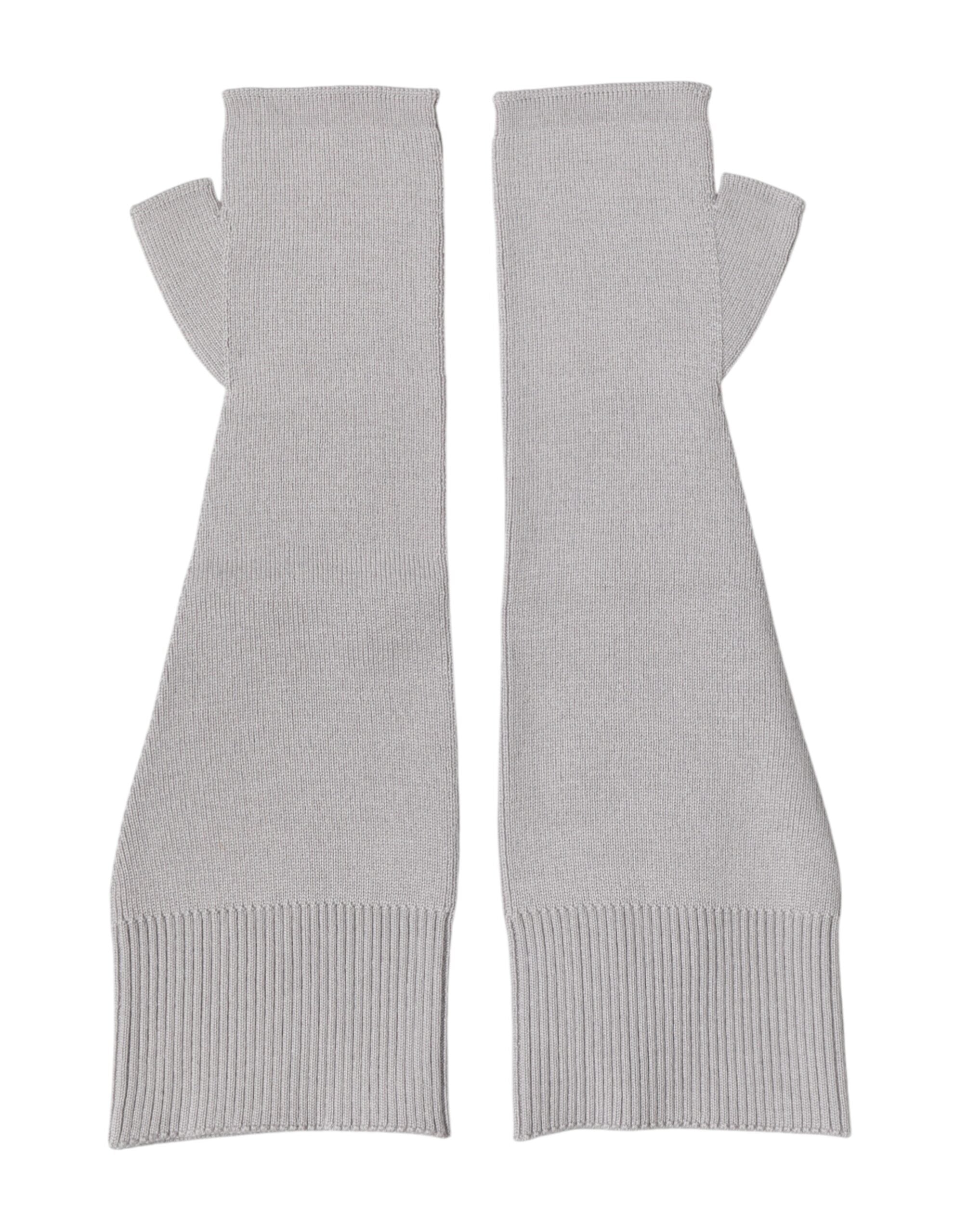 Dolce & Gabbana Gray Virgin Wool Knitted Fingerless Men Gloves
