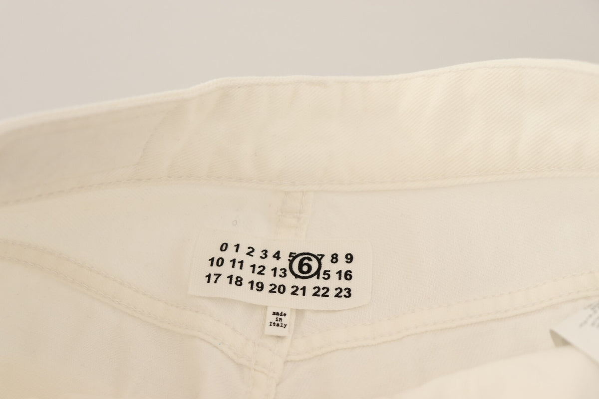 Elevate your style with Maison Margiela's White Mid Waist Bermuda Shorts, crafted from premium materials for a timeless blend of sophistication and allure.