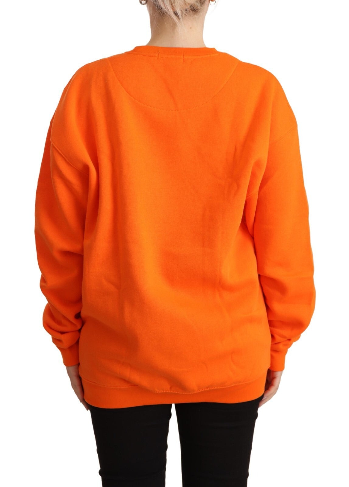 Indulge in the exquisite Philippe Model Orange Printed Long Sleeves Pullover Sweater, a luxurious cotton masterpiece that elevates your style with bold elegance and sophistication.