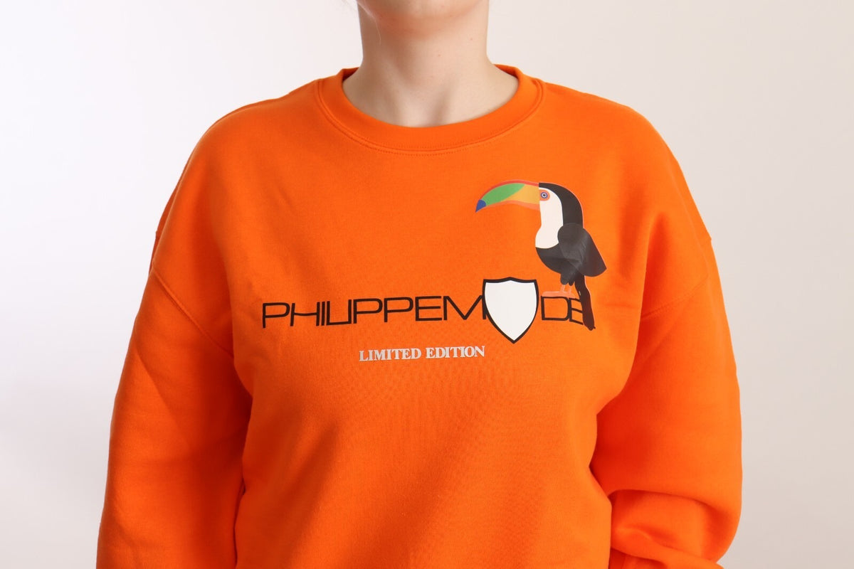 Elevate your wardrobe with the Philippe Model Orange Printed Long Sleeves Pullover Sweater, a luxurious cotton piece that embodies modern sophistication and individuality.