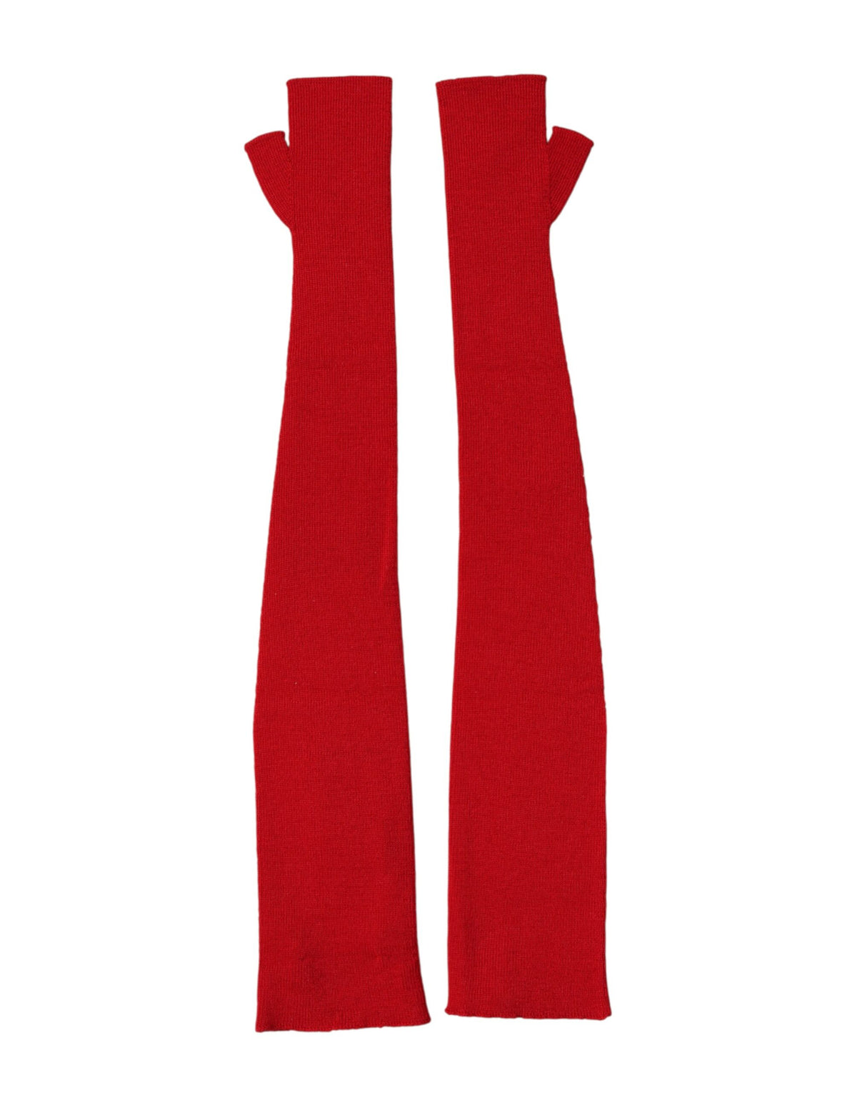 Indulge in the exquisite craftsmanship of Dolce & Gabbana Red Wool Knitted Fingerless Elbow Gloves, a luxurious statement piece that elevates your style with elegance and allure.