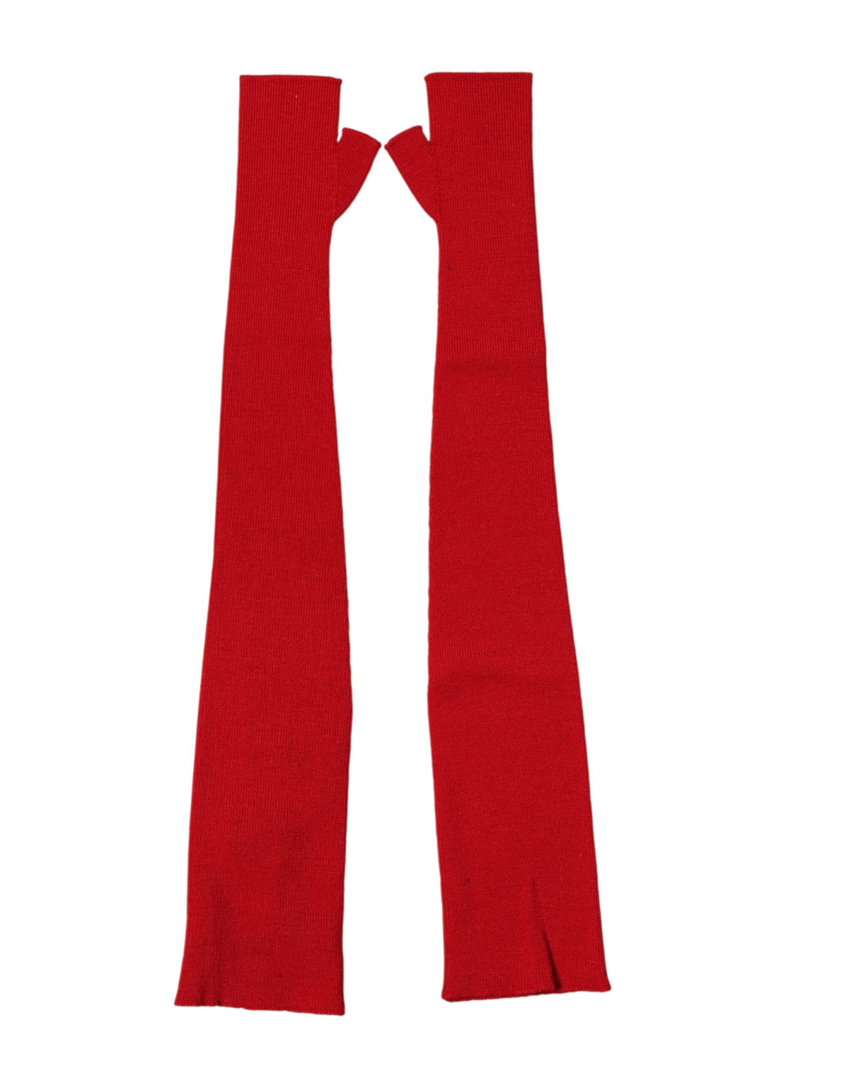 Indulge in the exquisite craftsmanship of Dolce & Gabbana Red Wool Knitted Fingerless Elbow Gloves, a luxurious accessory that elevates your style with elegance and allure.