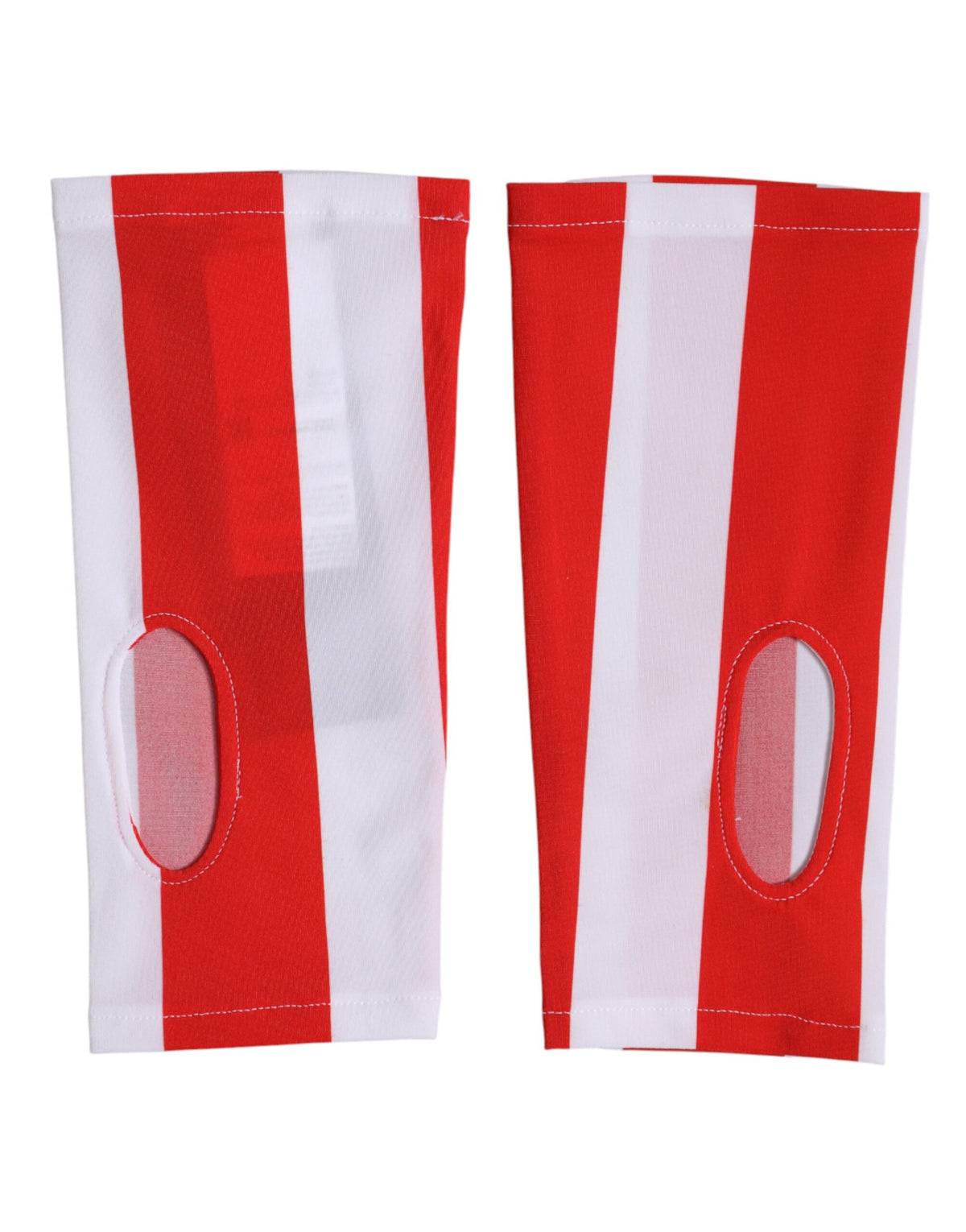 Indulge in the exquisite Dolce & Gabbana Red White Nylon Fingerless Gloves, a luxurious blend of sporty elegance and timeless sophistication, crafted in Italy for the discerning individual.