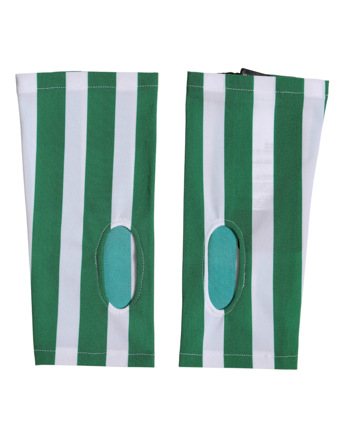 Experience the exquisite Dolce & Gabbana Green White Nylon Fingerless Gloves, a luxurious blend of sporty elegance and Italian craftsmanship, perfect for the discerning individual.