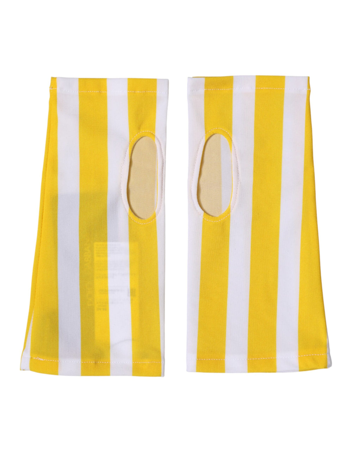 Indulge in the exquisite Dolce & Gabbana Yellow White Nylon Fingerless Gloves, where Italian craftsmanship meets vibrant elegance, elevating your luxurious style for any occasion.