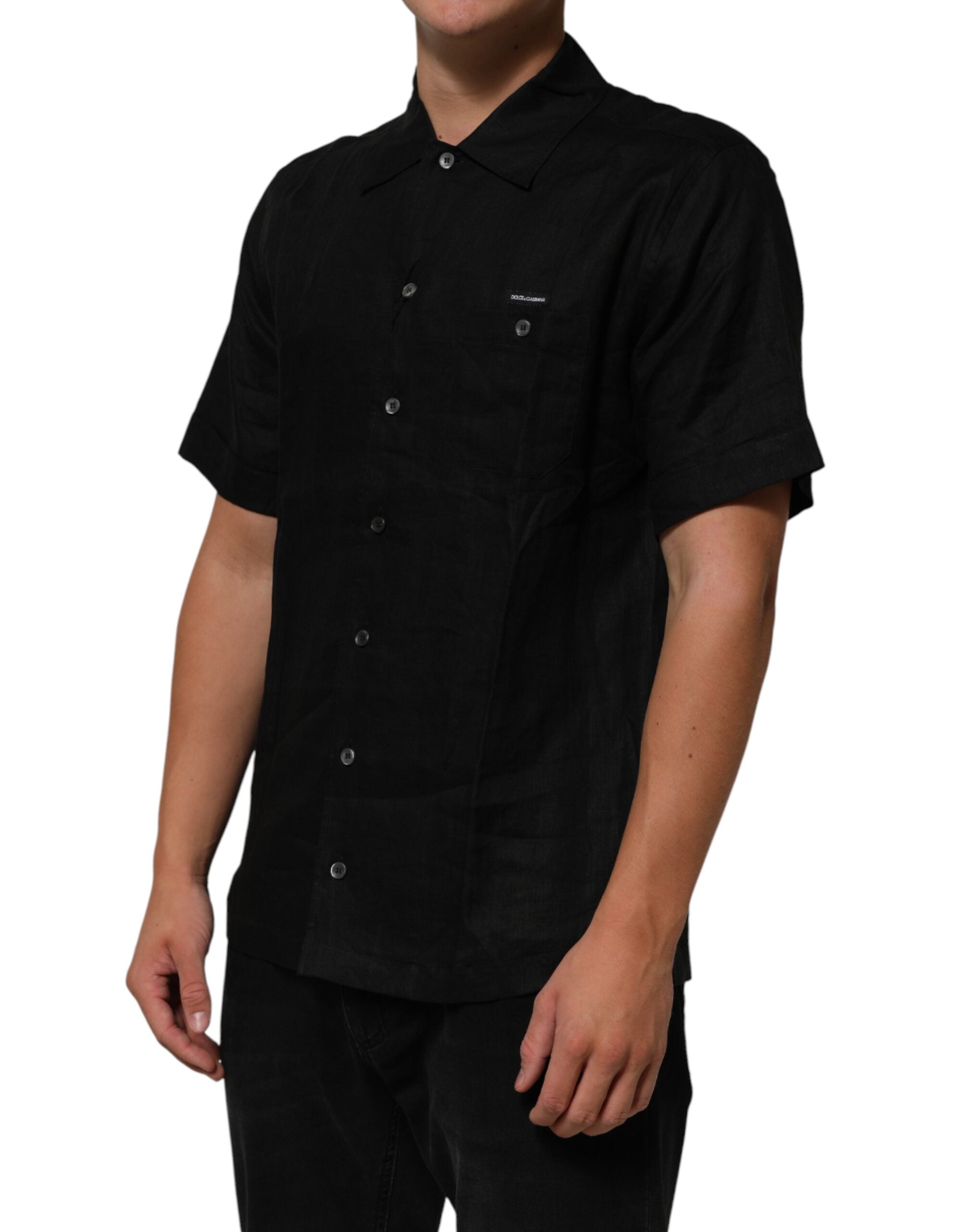 Elevate your wardrobe with the Carhartt Wip Black Linen Collared Short Sleeve Polo Shirt, a masterpiece of Italian craftsmanship in luxurious linen, perfect for effortless sophistication.
