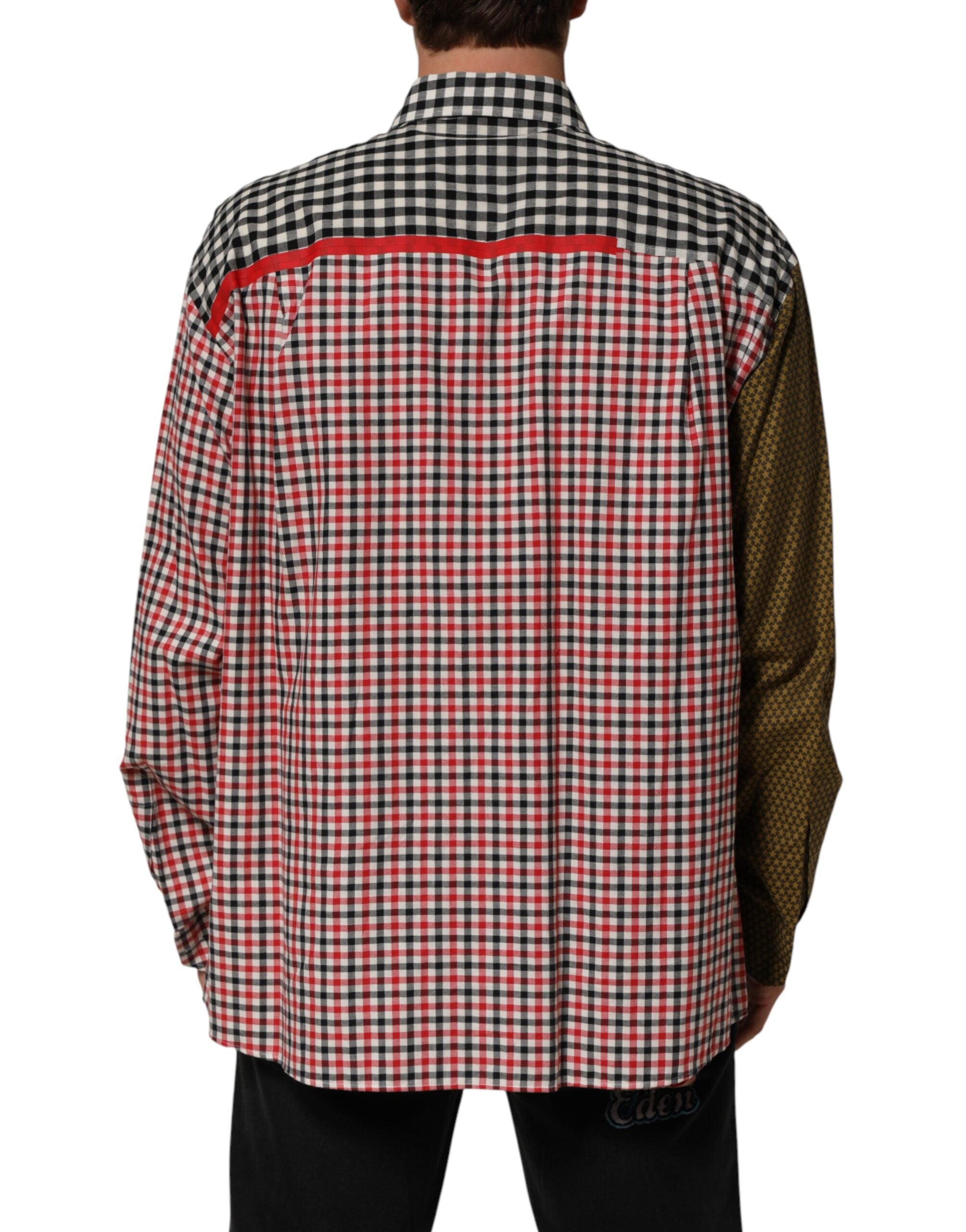 Dolce & Gabbana Multicolor Cotton Collared Checkered Shirt