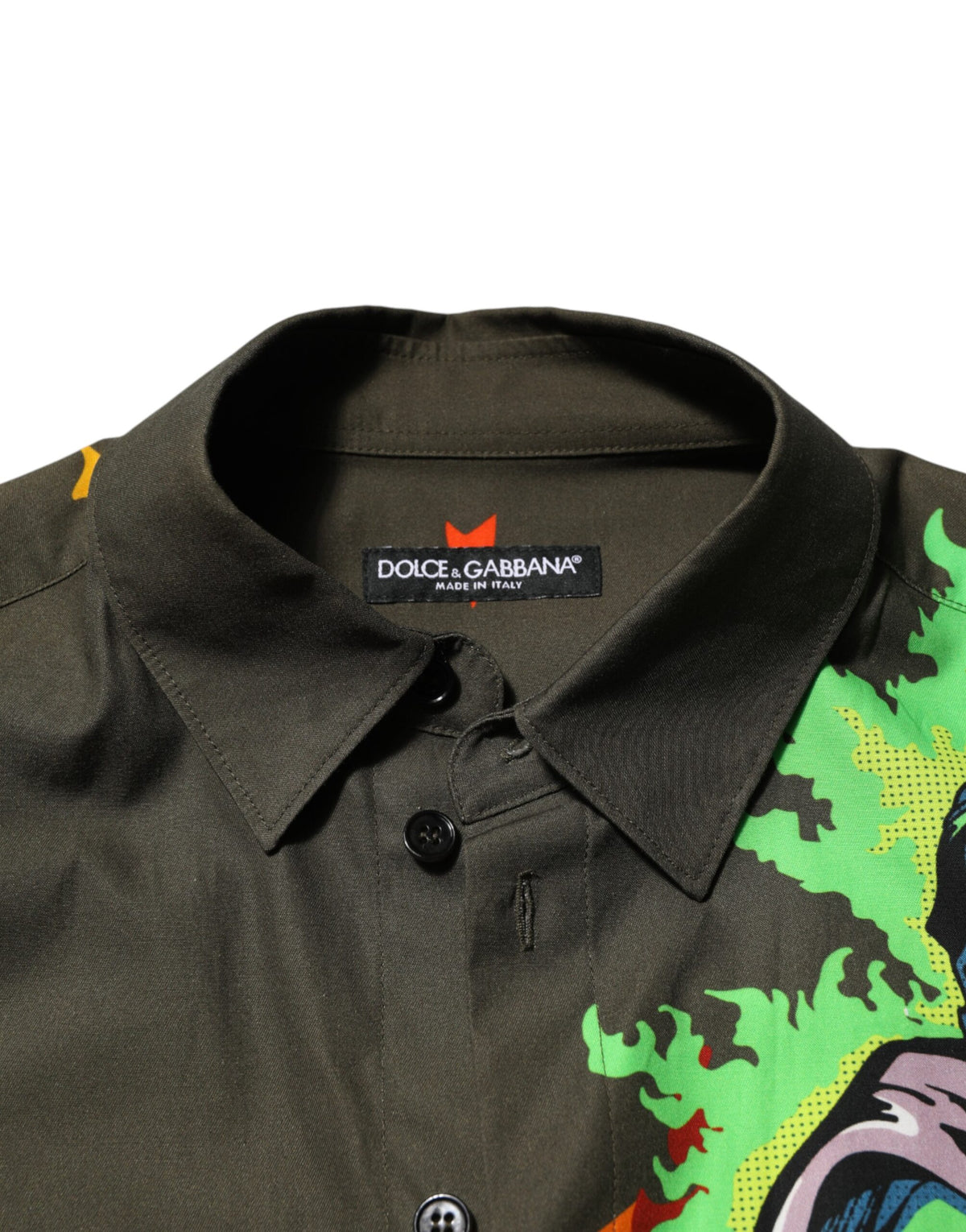 Dolce & Gabbana Brown Superhero Print Button Down Shirt Couture