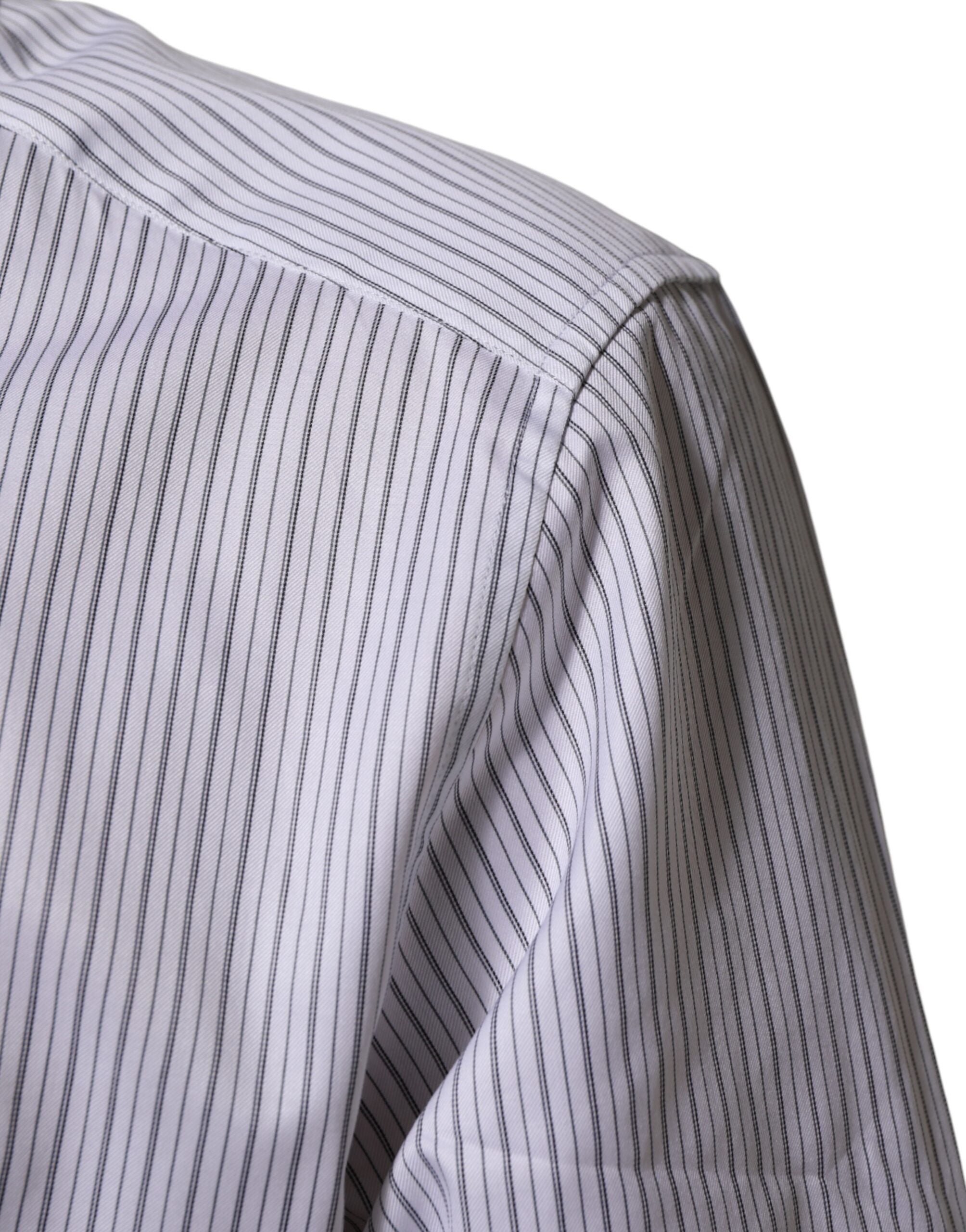 Dolce & Gabbana White Stripes Long Sleeves GOLD Dress Shirt