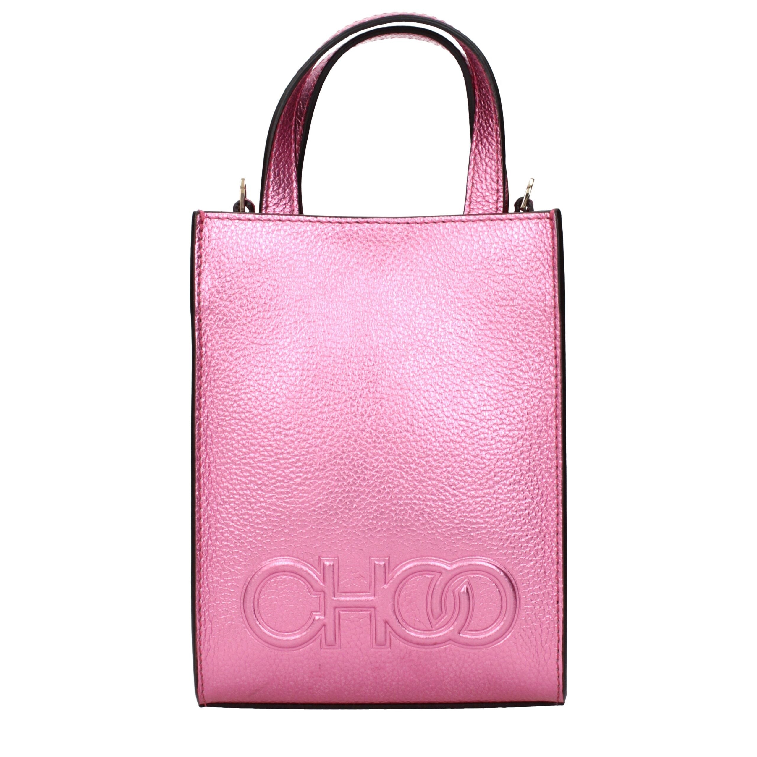 Jimmy Choo pink leather handbag front view