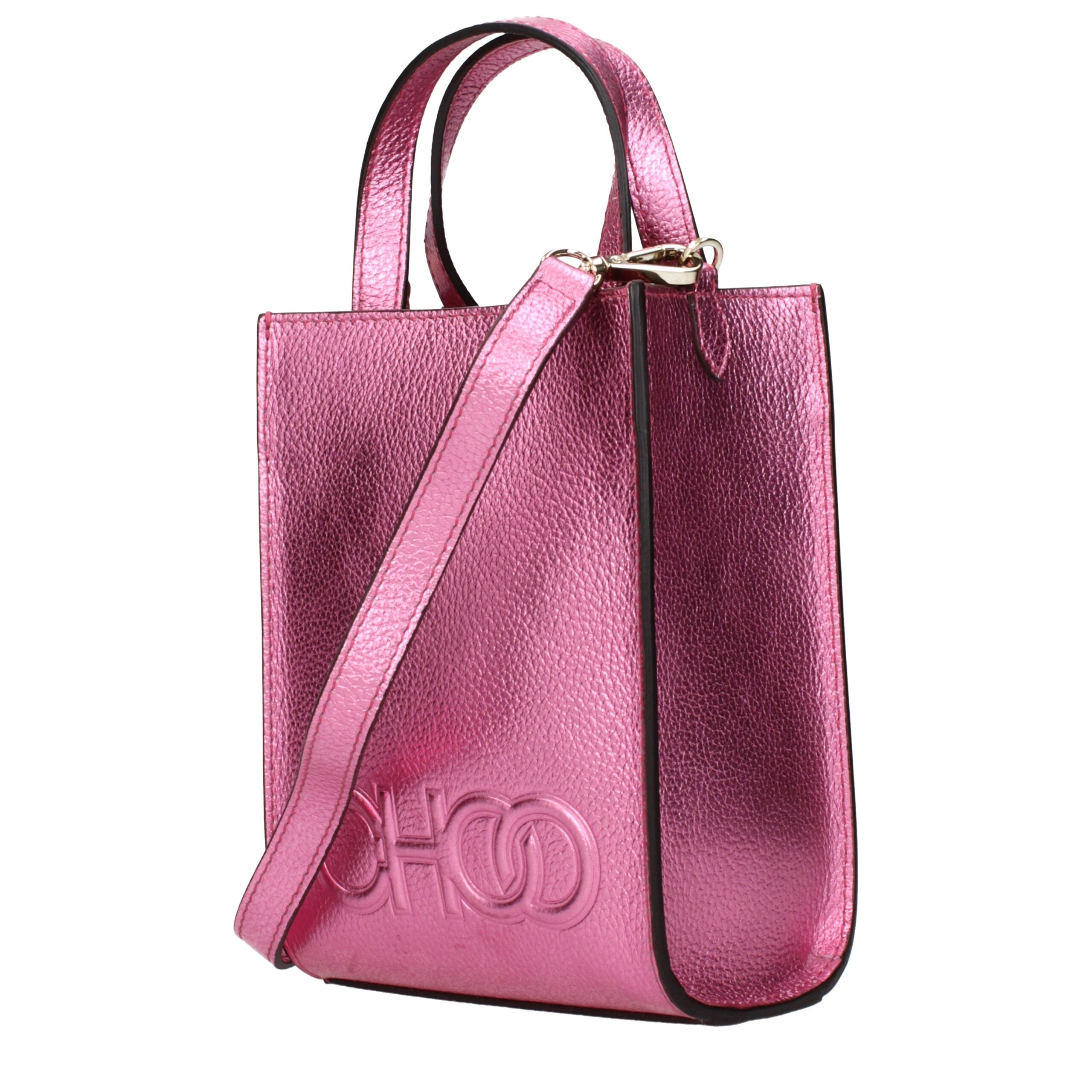 Jimmy Choo luxury pink leather handbag side angle