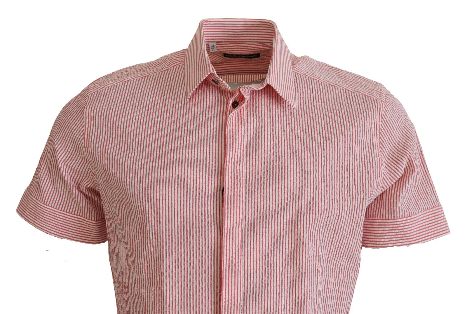 Elevate your wardrobe with the Dolce & Gabbana Red White Striped Cotton Short Sleeve Shirt, a masterpiece of Italian craftsmanship that embodies timeless elegance and versatility.