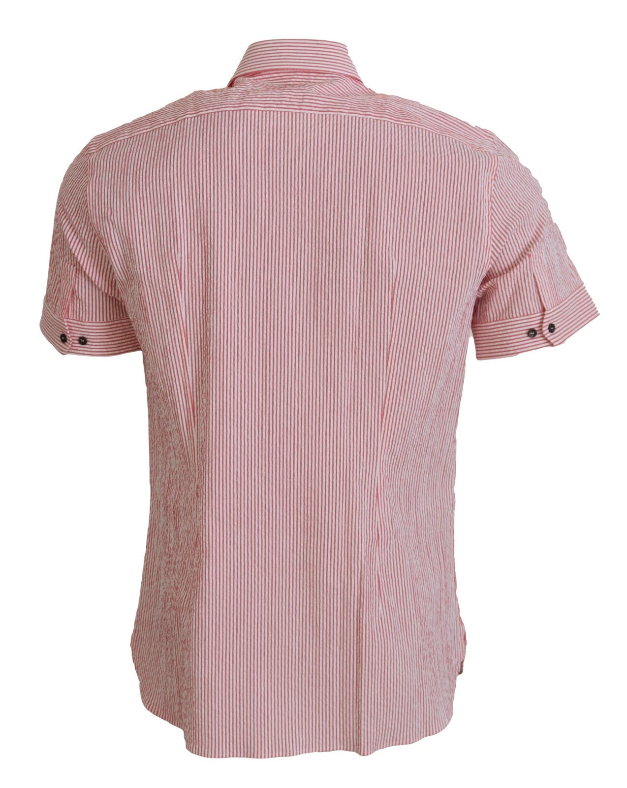 Indulge in the exquisite Dolce & Gabbana Red White Striped Cotton Short Sleeve Shirt, a timeless piece that embodies elegance and versatility for the discerning fashionista.