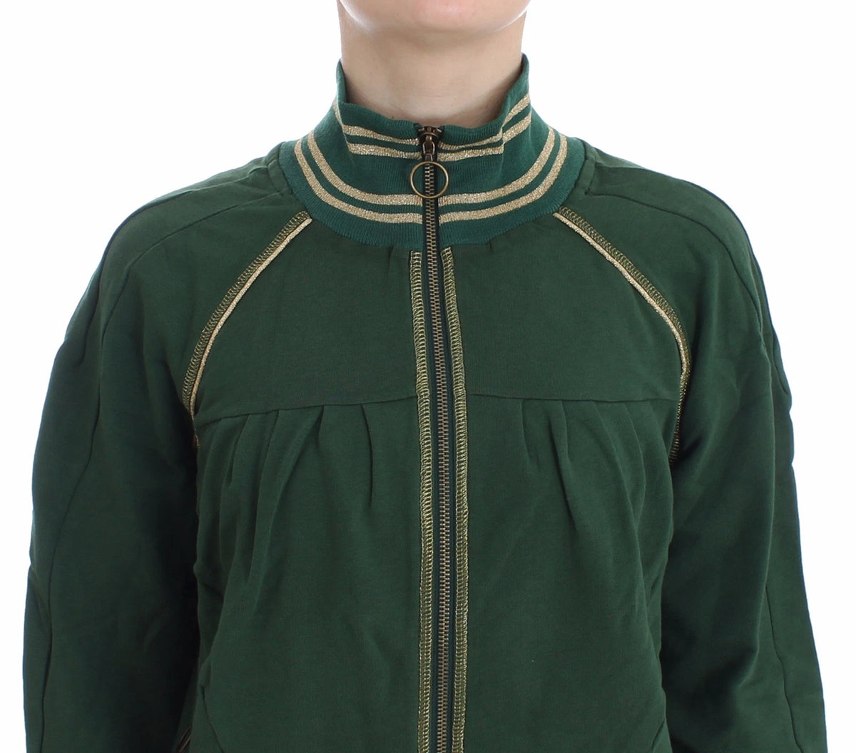Elevate your wardrobe with the John Galliano Green Mock Zip Cardigan, a luxurious blend of cotton and elastane, designed for those who embody elegance and confidence.