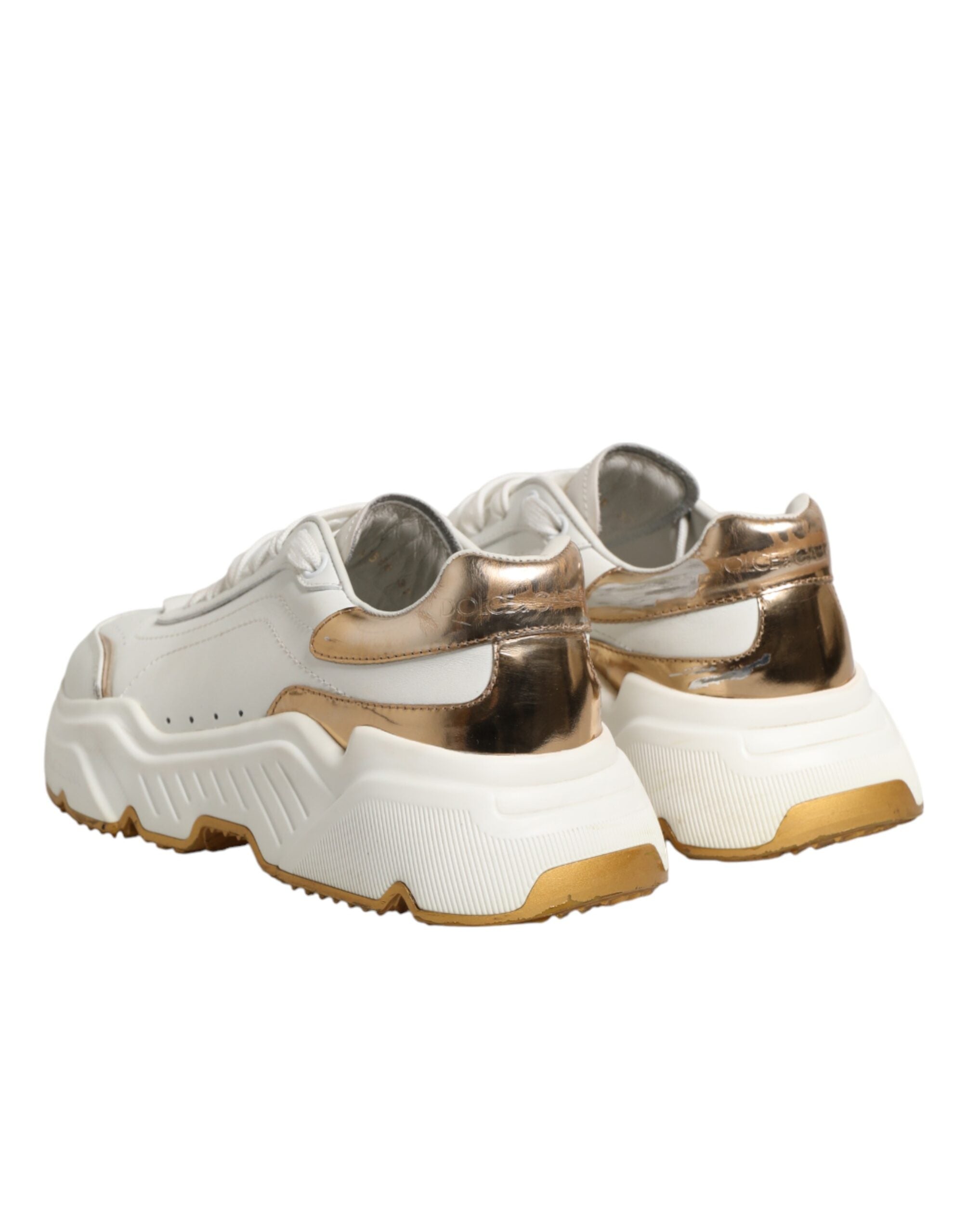 Dolce & Gabbana White Gold Daymaster Low Top Sneakers Shoes