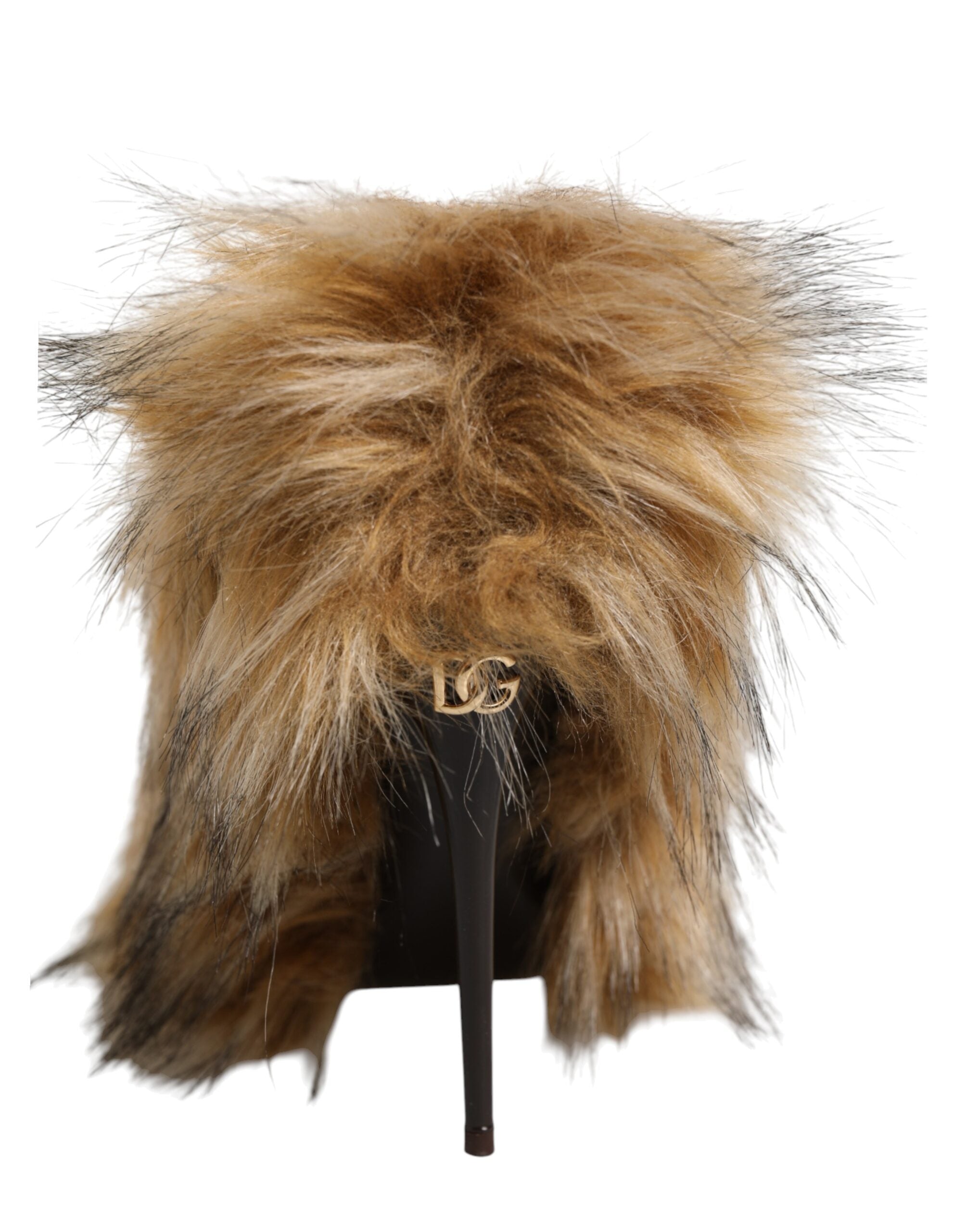 Dolce & Gabbana Brown Fur Leather High Heels Pumps Shoes