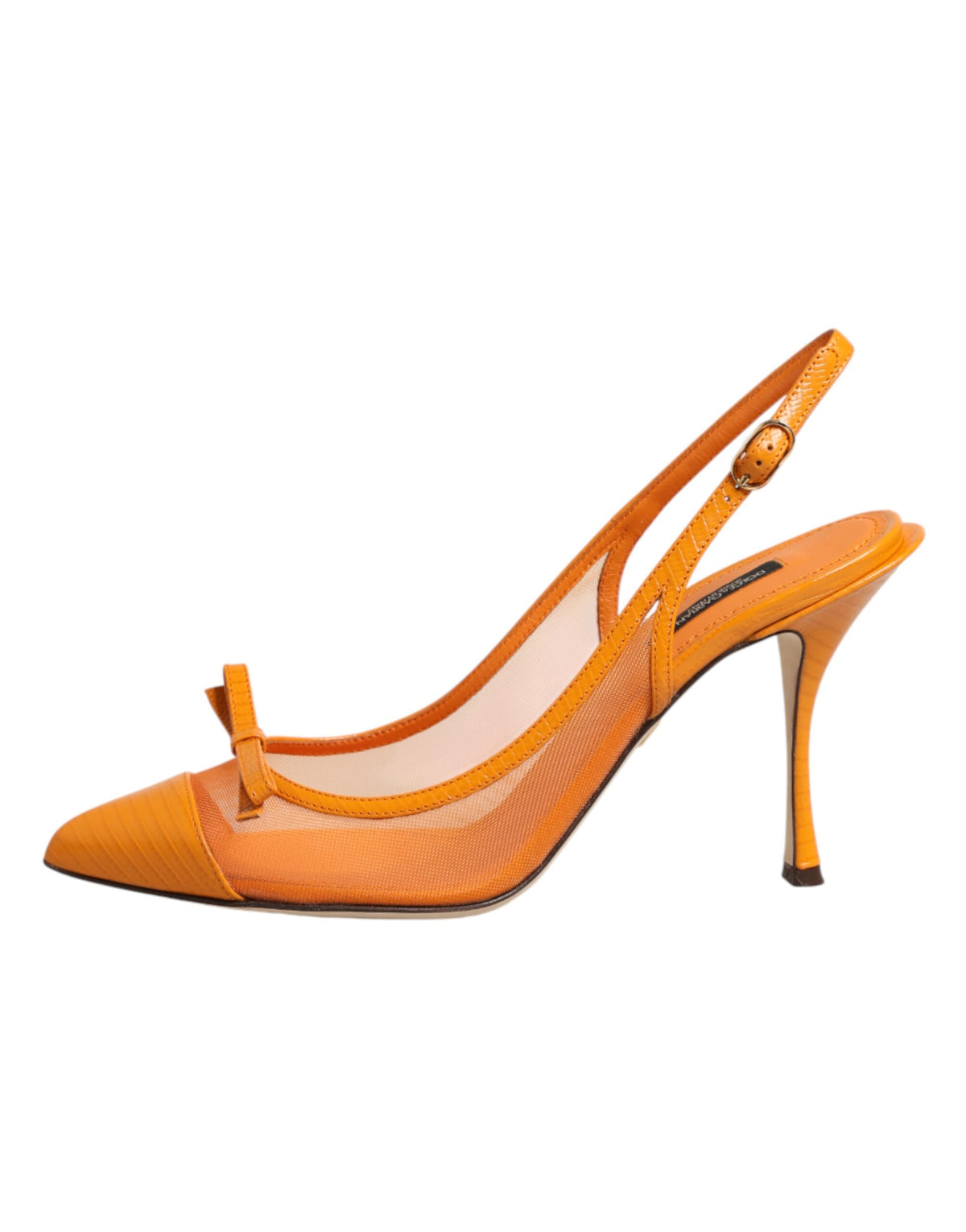 Dolce & Gabbana Orange Leather Mesh Slingback Heels Couture