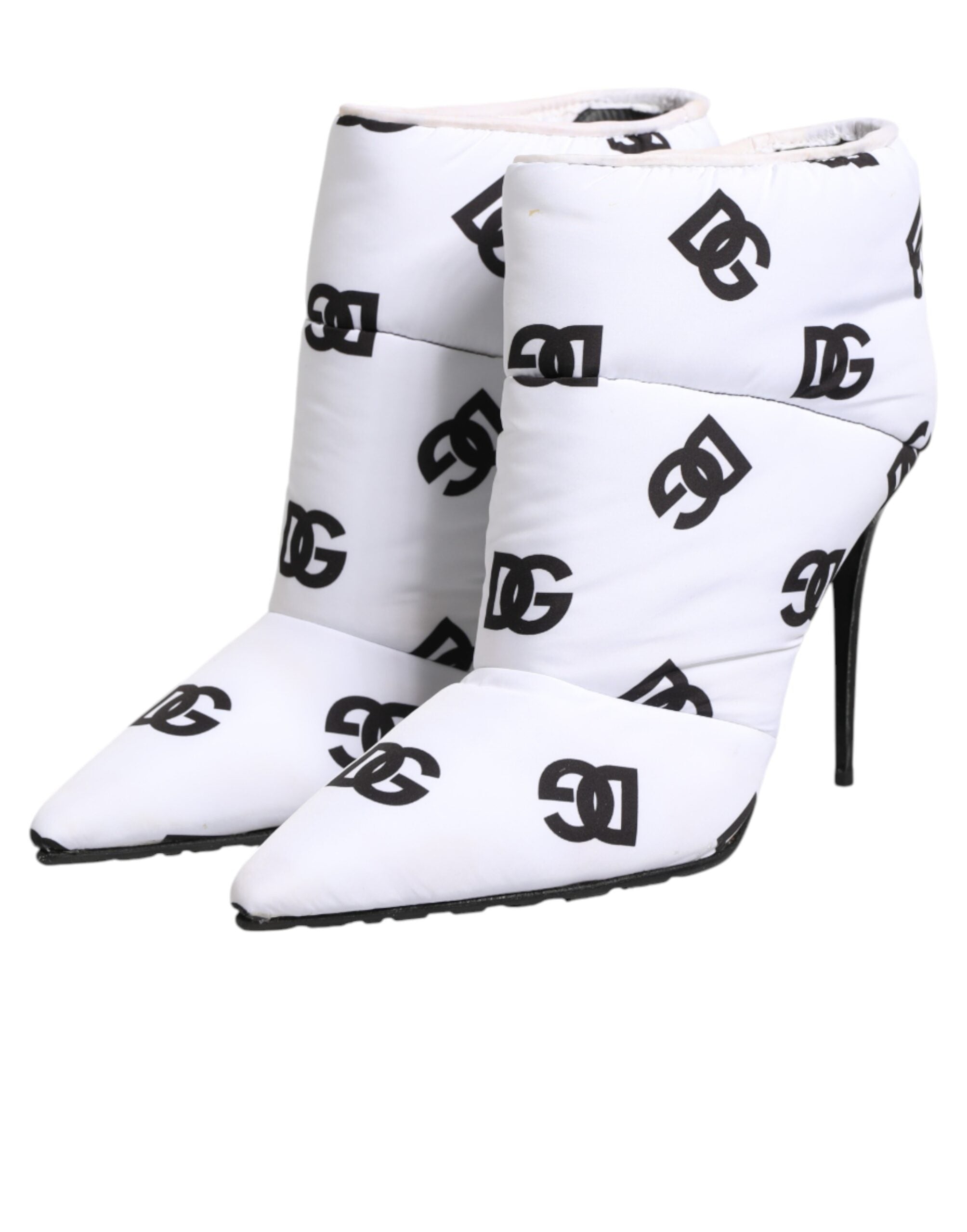 Dolce & Gabbana White DG Logo Heels Short Boots Shoes