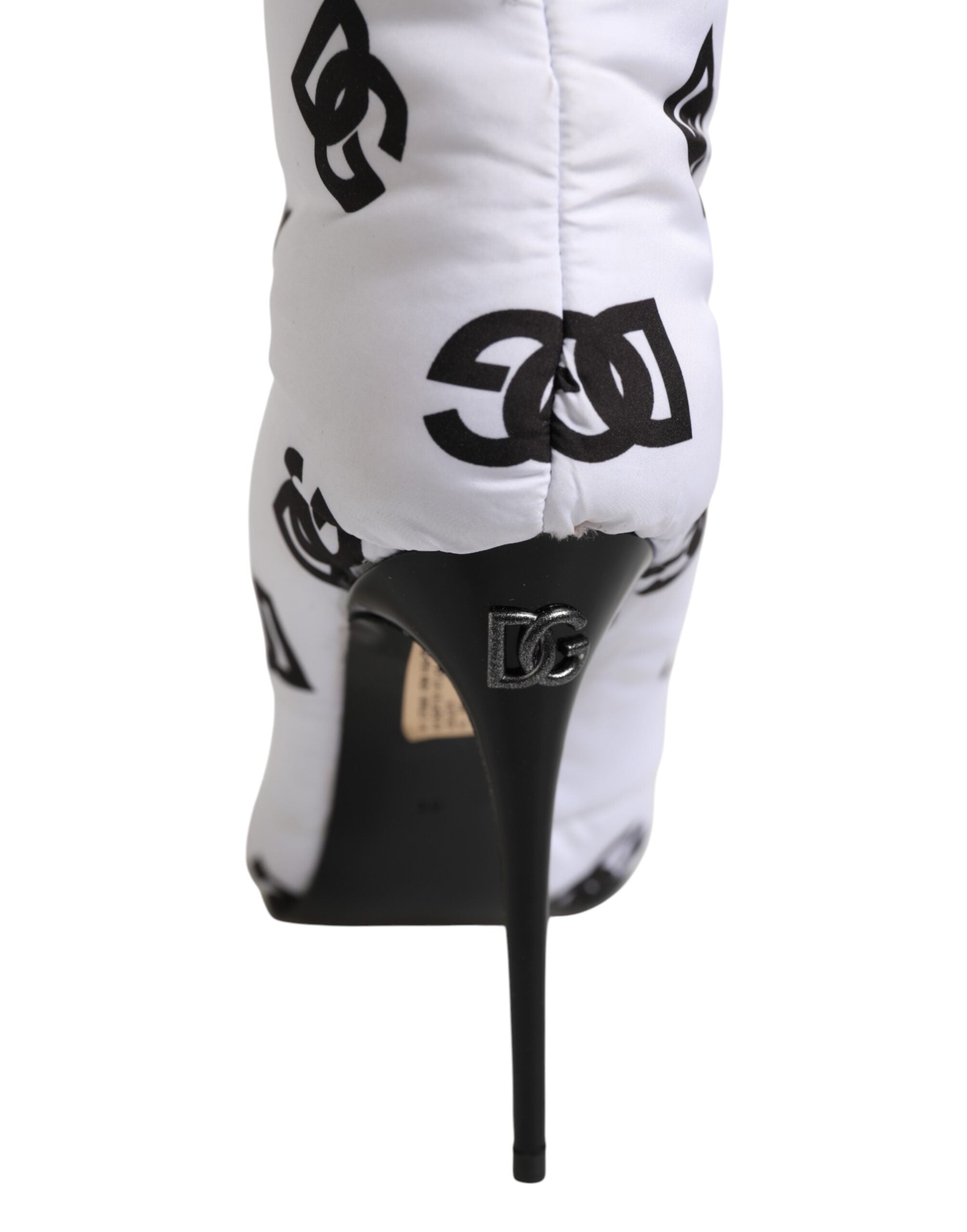 Dolce & Gabbana White DG Logo Heels Short Boots Shoes