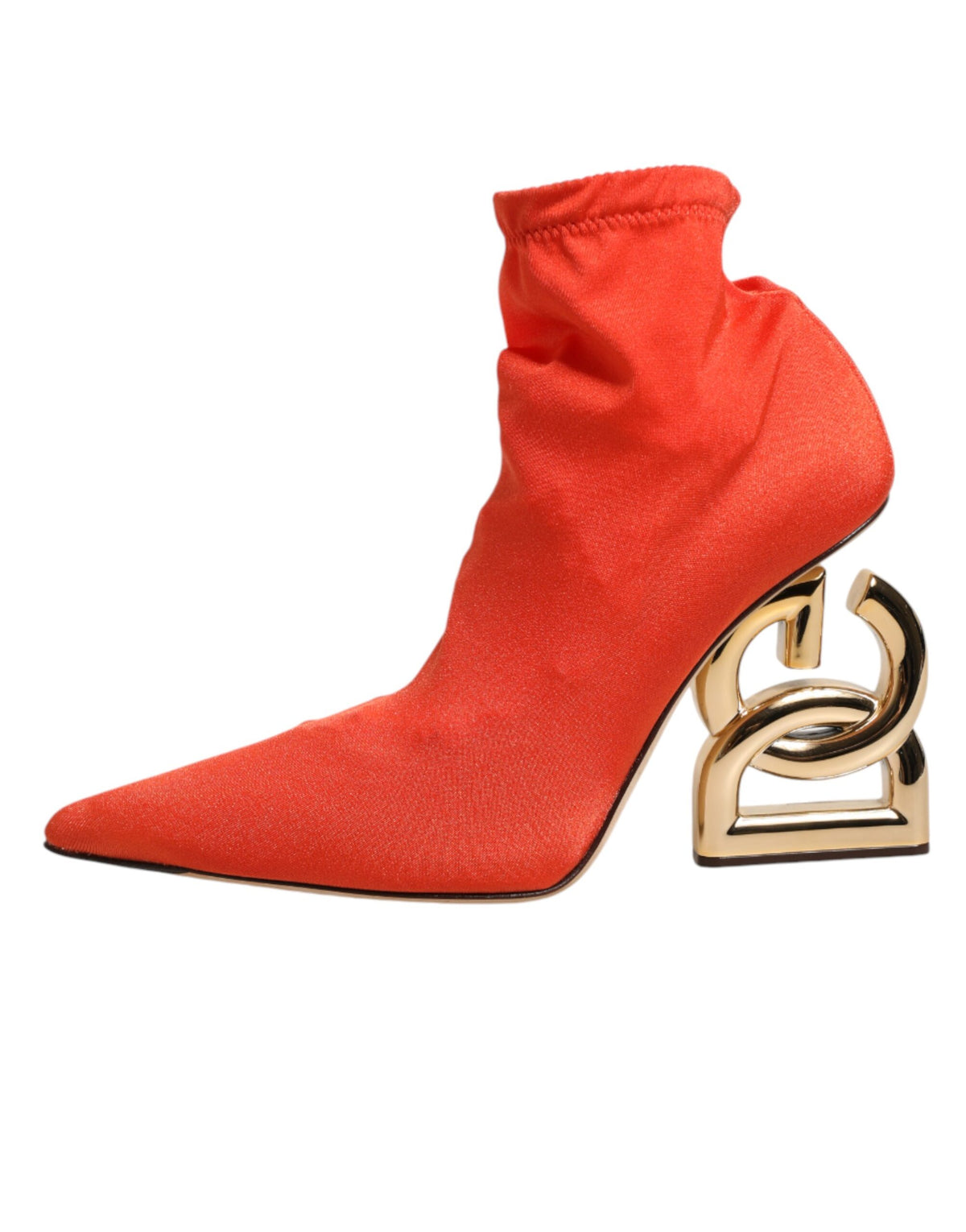 Indulge in the exquisite Dolce & Gabbana Orange DG Logo Heels Ankle Boots, where vibrant leather meets sculptural elegance, embodying luxury and sophistication for the discerning individual.