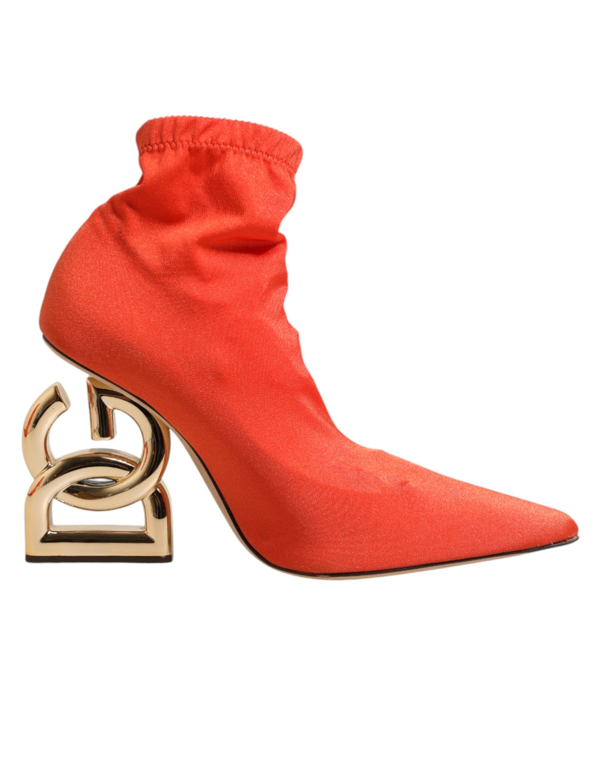 Elevate your style with Dolce & Gabbana's Orange DG Logo Heels Ankle Boots, where vibrant leather meets exquisite craftsmanship for a statement of luxury and sophistication.