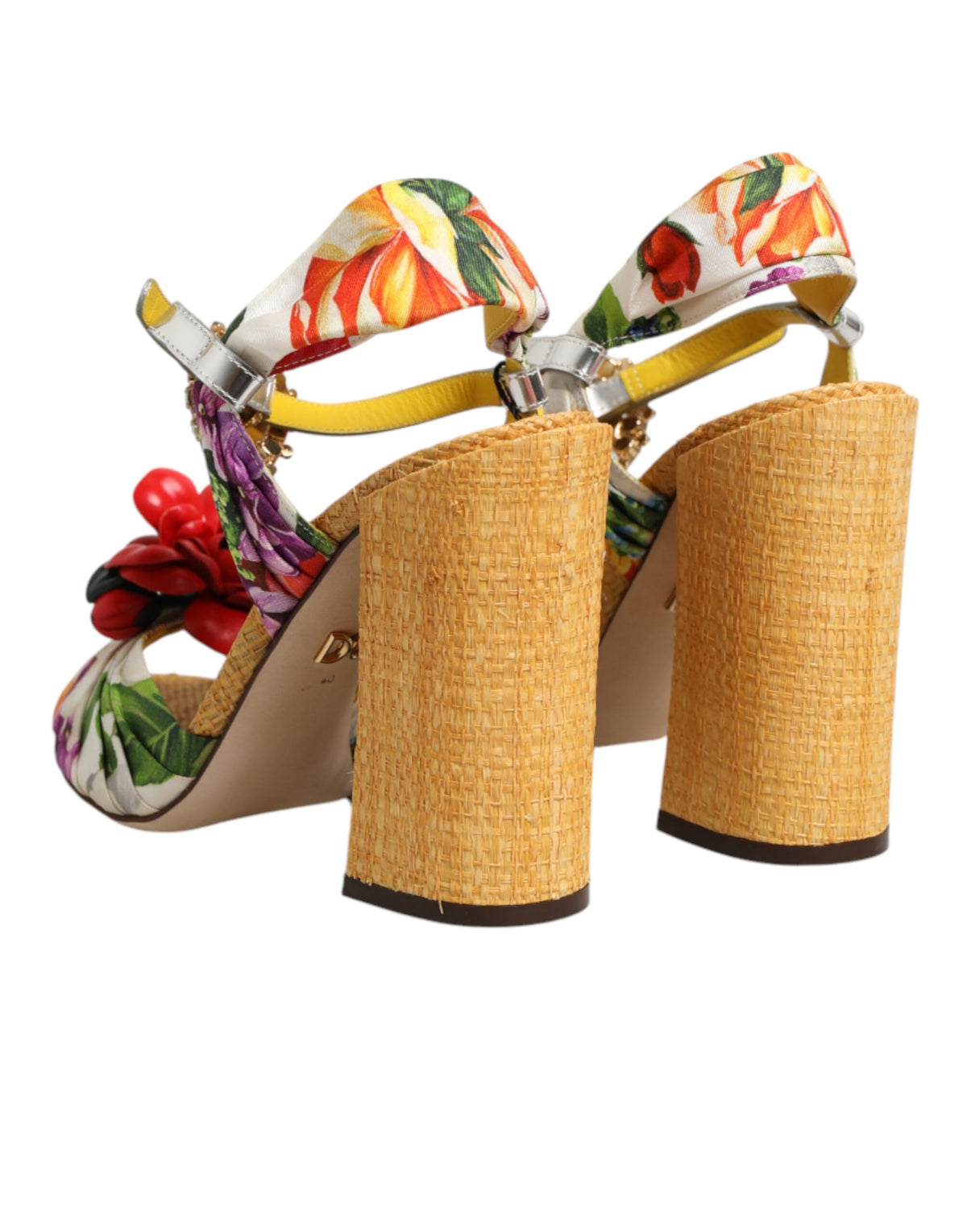 Dolce & Gabbana Multicolor Floral Crystal Sandals - Haute Couture