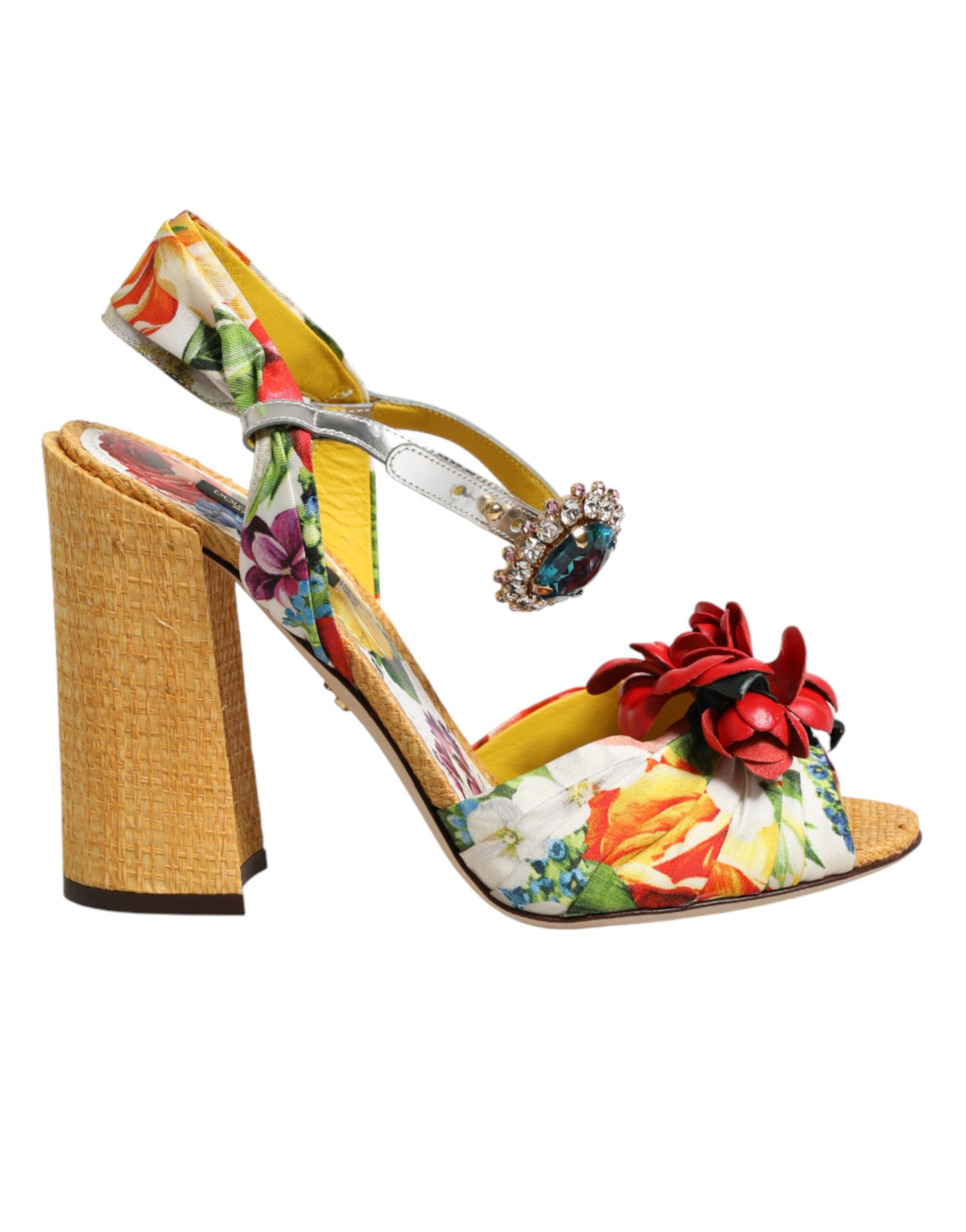 Dolce & Gabbana Floral Crystal Embellished Sandals - Haute Couture
