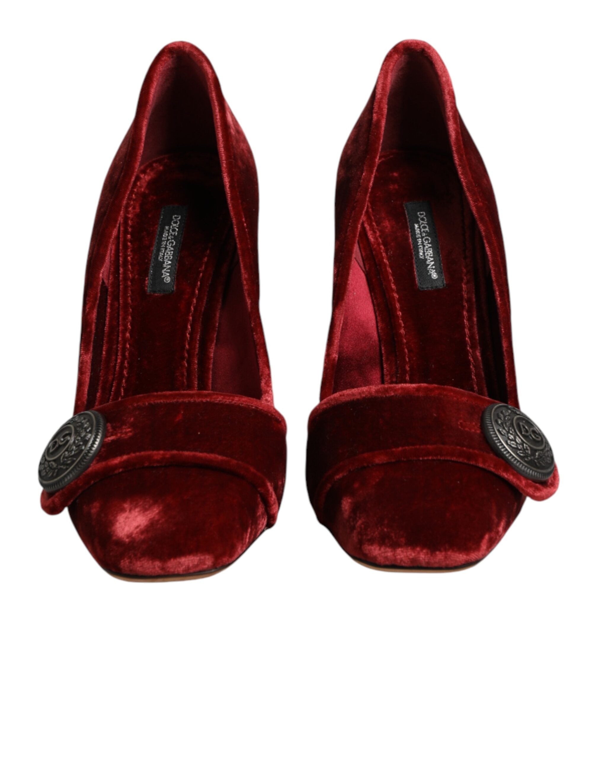 Dolce & Gabbana Red Velvet Embellished Heels Pumps Shoes