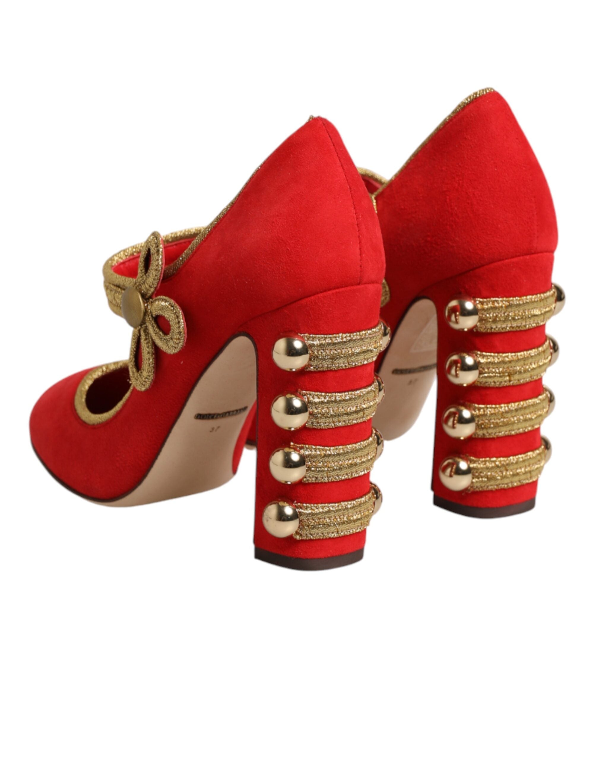 Dolce & Gabbana Red Embellished MARY JANES Pumps Shoes
