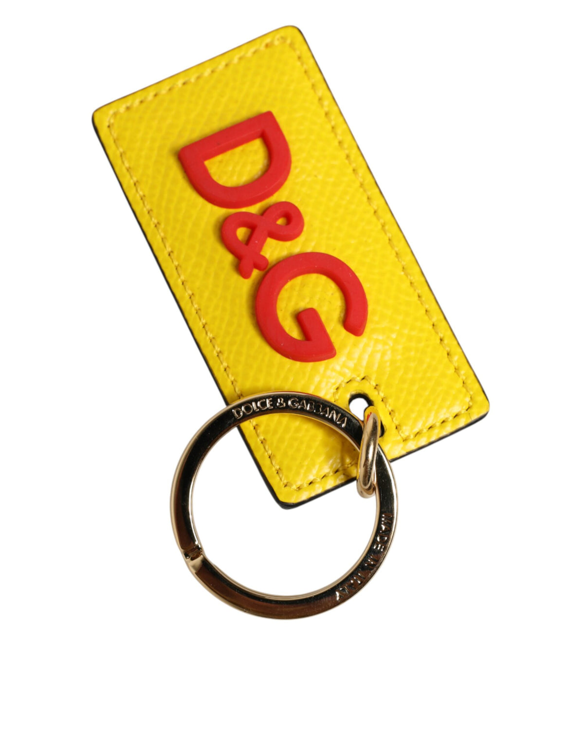Elevate your style with the Dolce & Gabbana Yellow Calf Leather Keychain, a luxurious blend of exquisite craftsmanship and vibrant elegance, perfect for discerning connoisseurs.