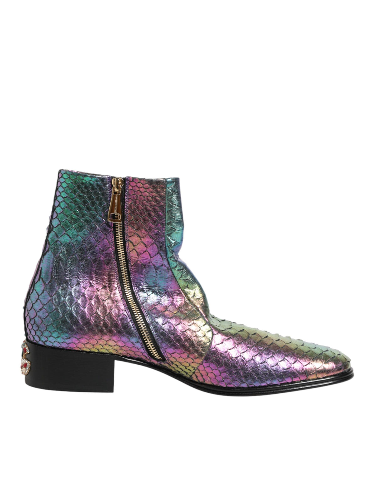 Indulge in the exquisite Dolce & Gabbana Multicolor Chelsea Short Ankle Boots, where luxurious Moluro Python meets timeless elegance, perfect for any refined occasion.