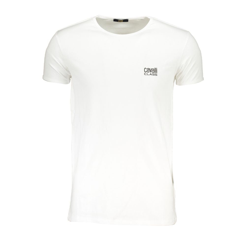 Elevate your style with the Cavalli Class Bianco Cotton Men T-Shirt, a luxurious blend of comfort and sophistication, perfect for the discerning individual.