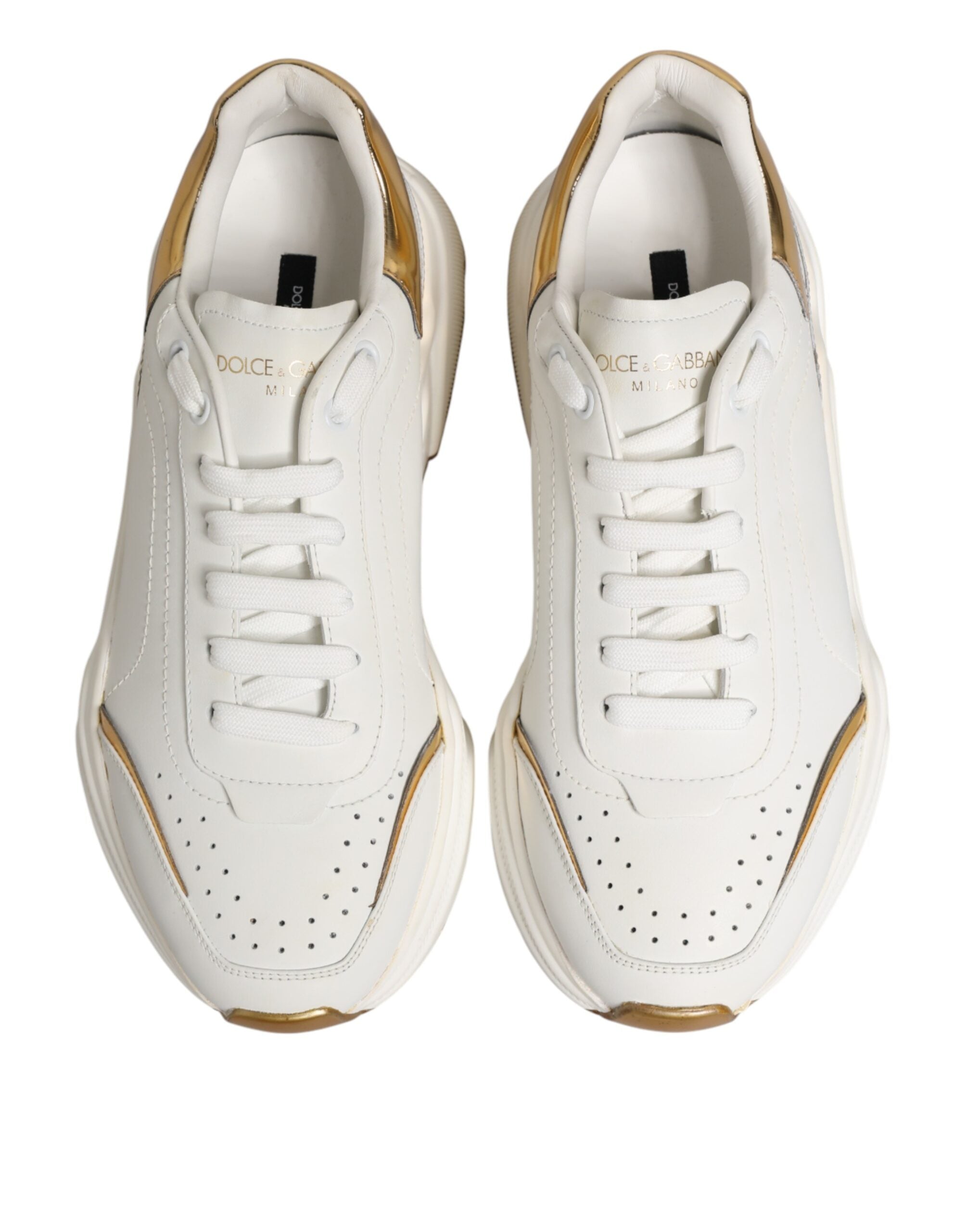 Dolce & Gabbana White Gold Daymaster Low Top Sneakers Shoes