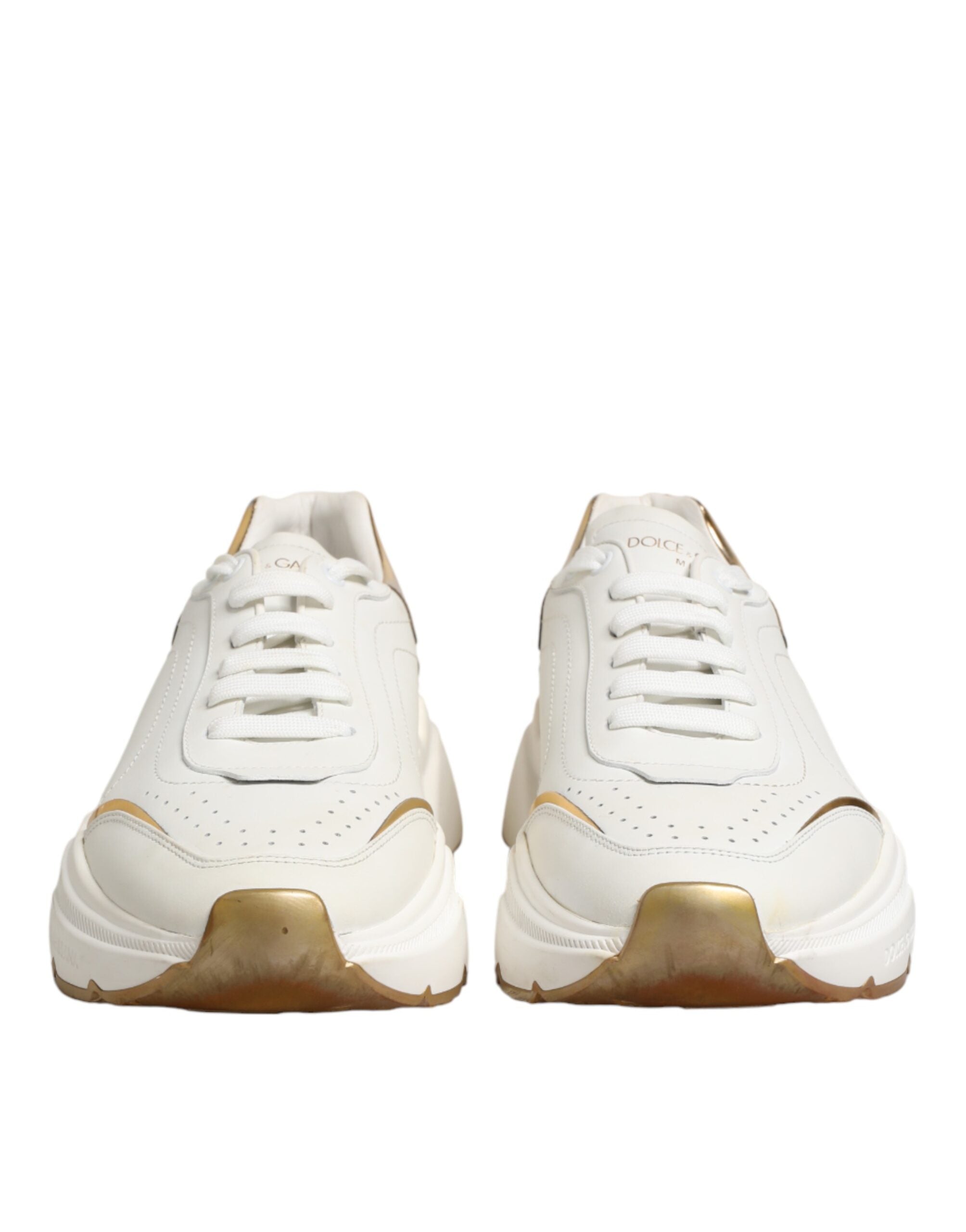 Dolce & Gabbana White Gold Daymaster Low Top Sneakers Shoes