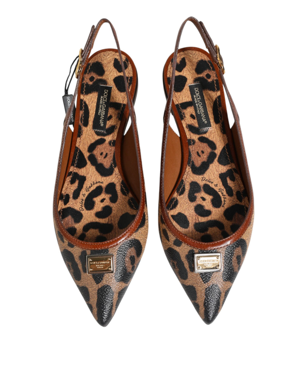 Indulge in the exquisite allure of Dolce & Gabbana's Brown Leopard Slingback Flats, where unparalleled craftsmanship meets luxurious comfort for the discerning fashion connoisseur.