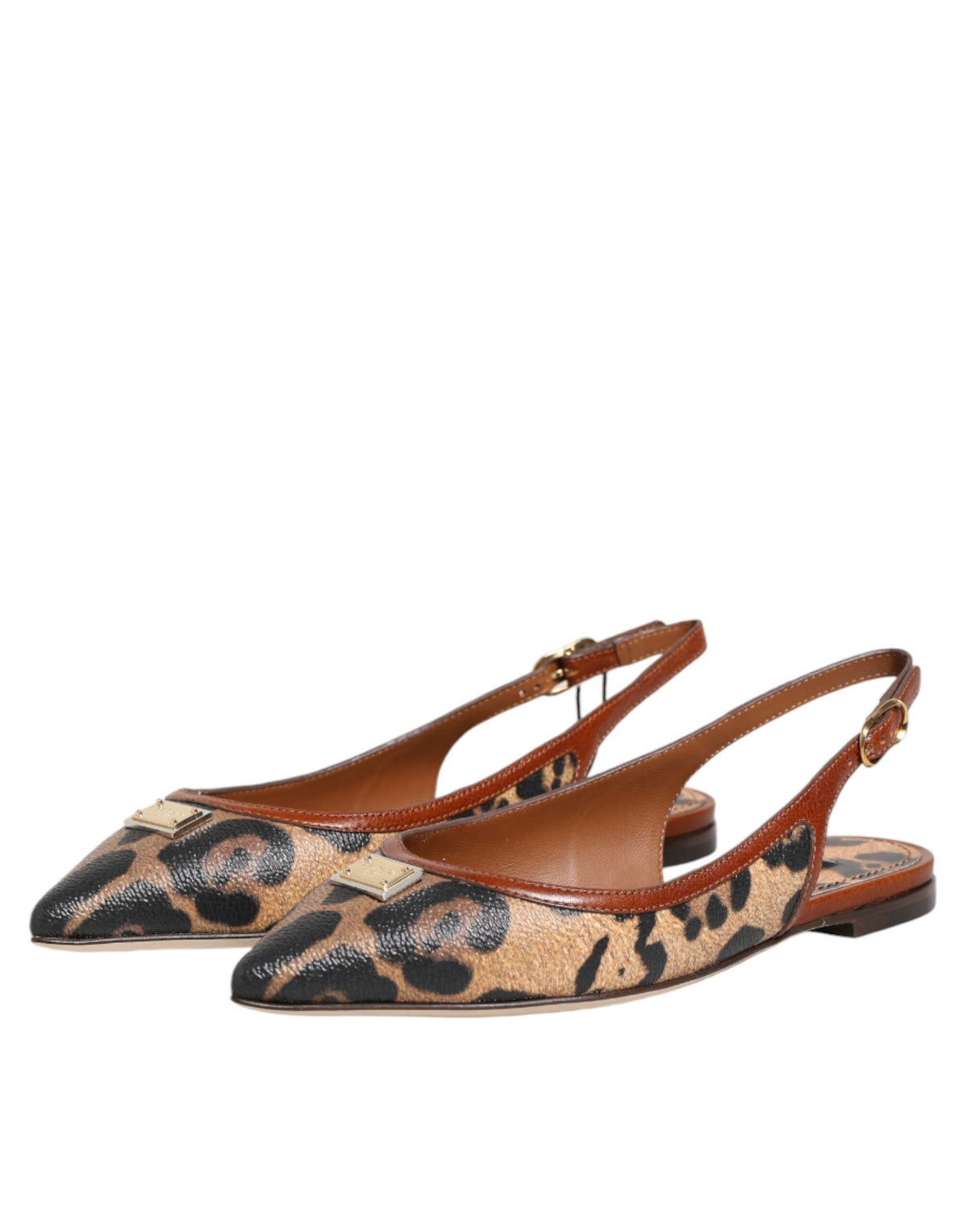Indulge in the exquisite allure of Dolce & Gabbana's Brown Leopard Slingback Flats, where luxurious materials meet unparalleled craftsmanship for effortless sophistication.