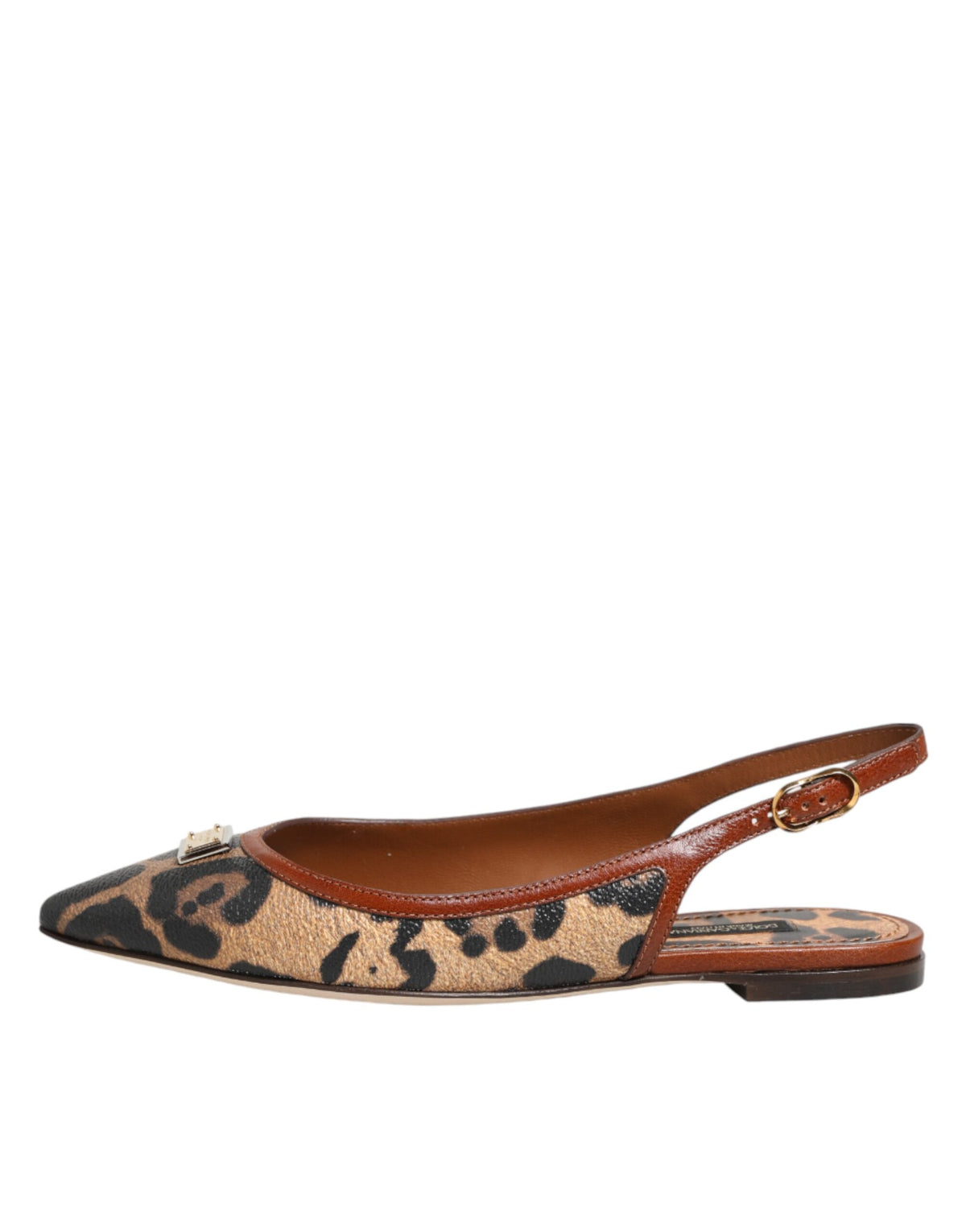 Indulge in the exquisite Dolce & Gabbana Brown Leopard Slingback Flats, where luxurious craftsmanship meets bold sophistication, perfect for elevating any ensemble.