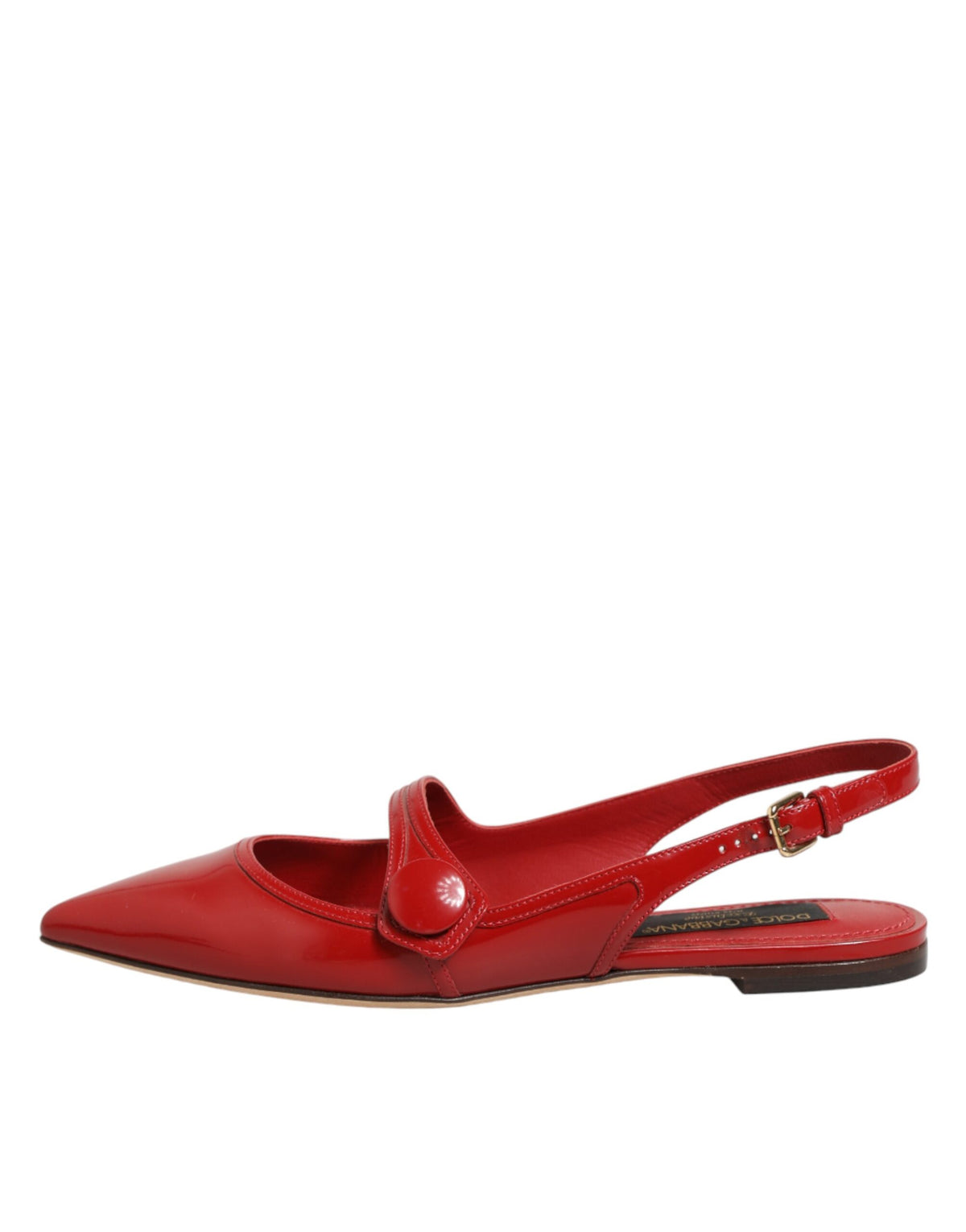 Indulge in the exquisite Dolce & Gabbana Red Leather Slingback Flats, crafted from premium calf leather for a timeless elegance that elevates every occasion.