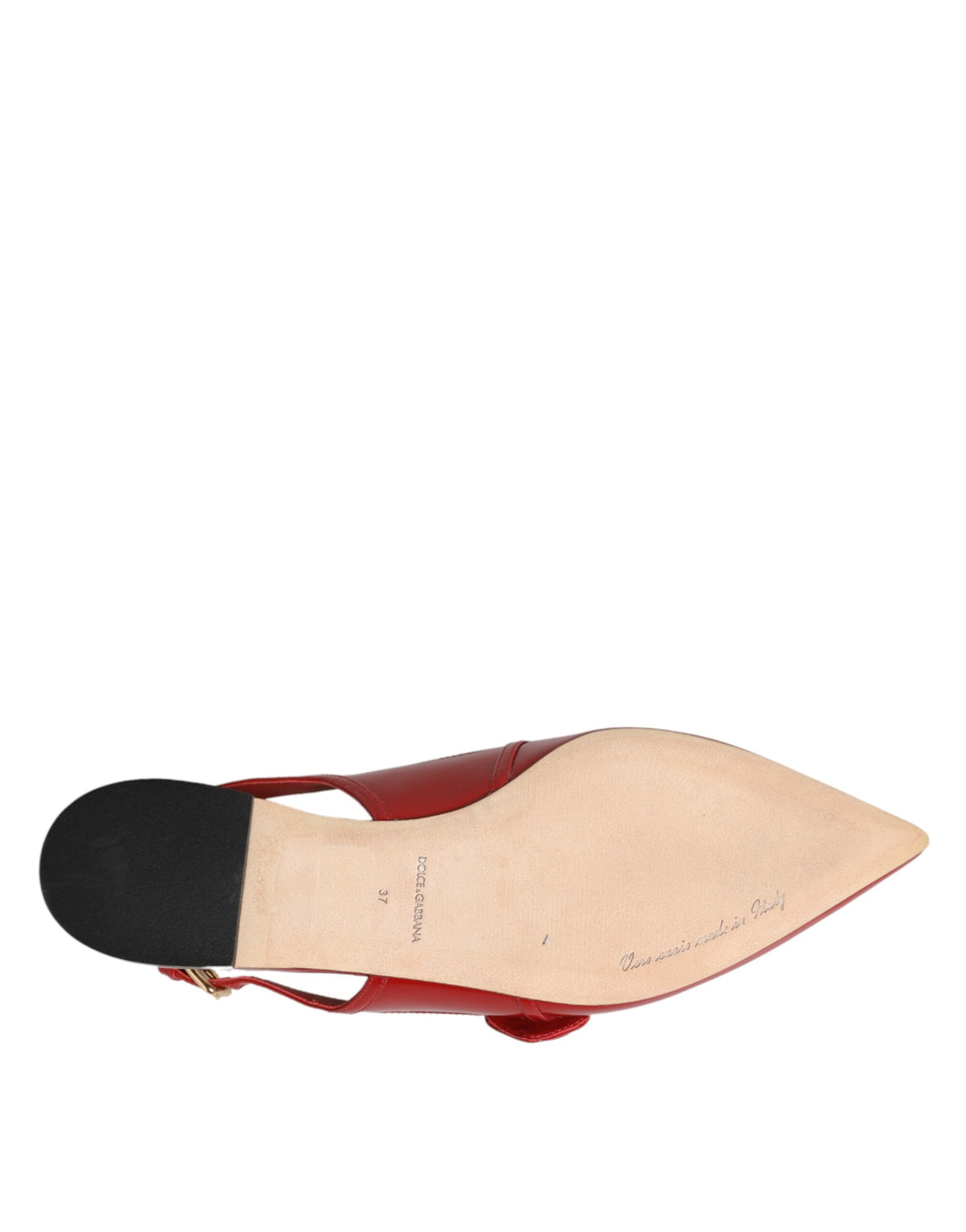 Elevate your style with Dolce & Gabbana Red Leather Slingback Flats, where exquisite craftsmanship meets timeless elegance, perfect for the discerning individual.