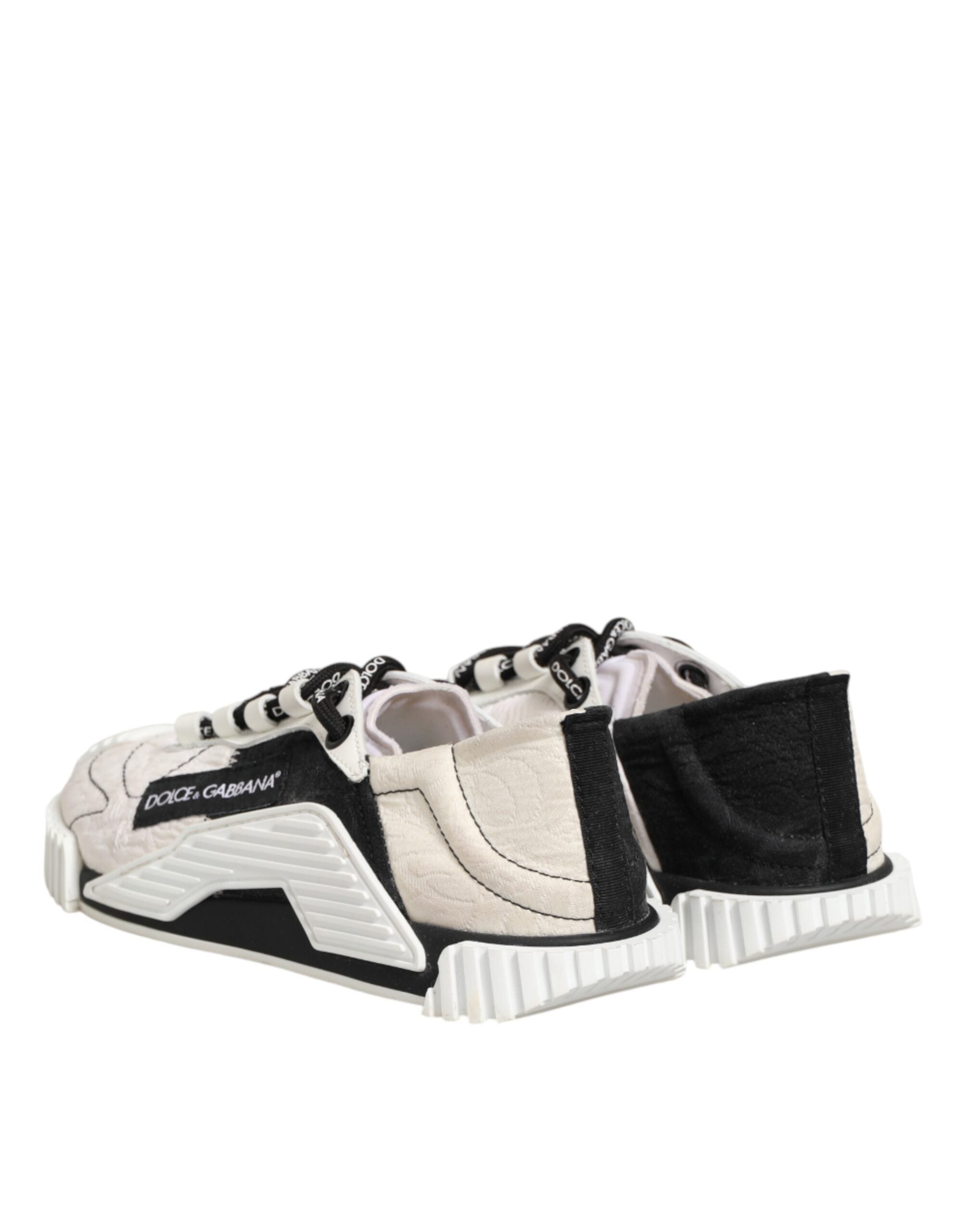 Dolce & Gabbana White Black Leather NS1 Sneaker Shoes